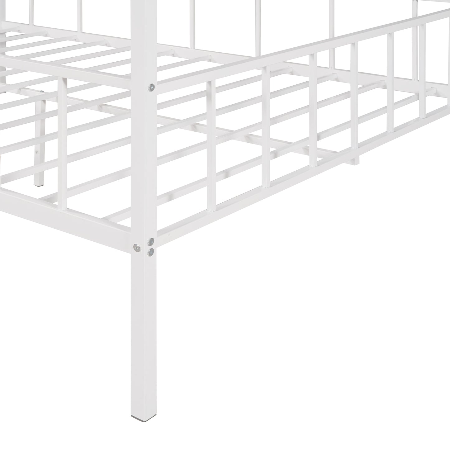 Metal House Bed Frame Full Size with Slatted Support No Box Spring Needed White