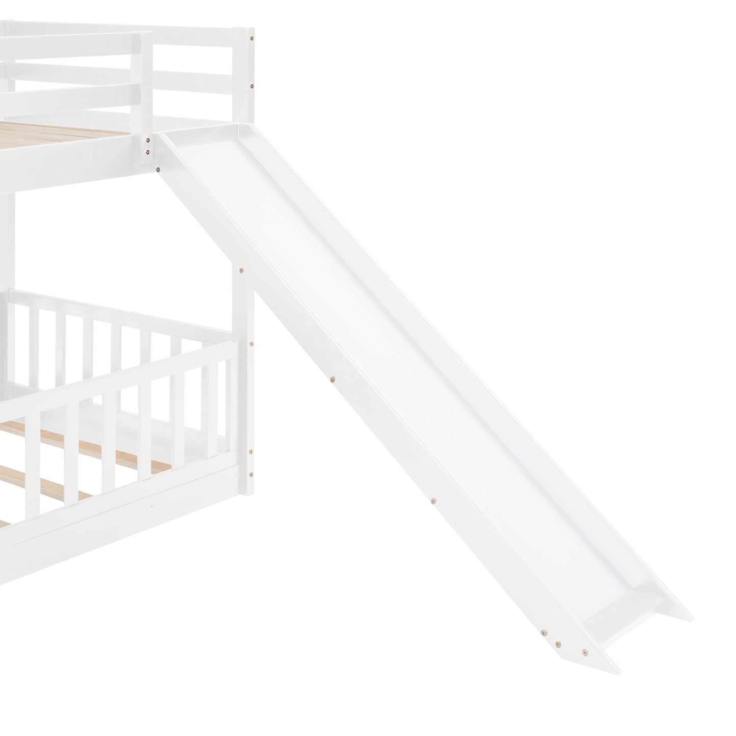 White Twin Bunk Bed with Slide, Ladder, and Space-Saving Design