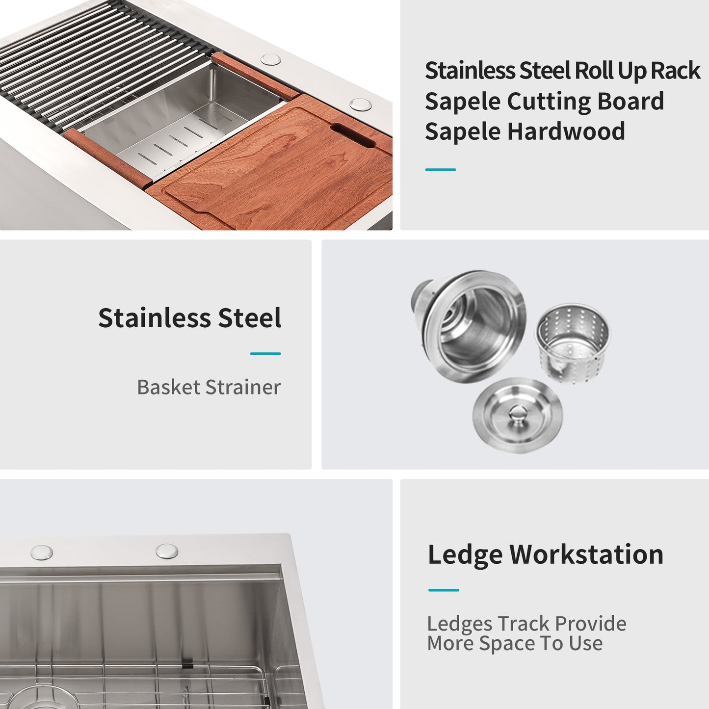 30-Inch Stainless Steel Farmhouse Sink Workstation with Contemporary Apron Front Kitchen Sink