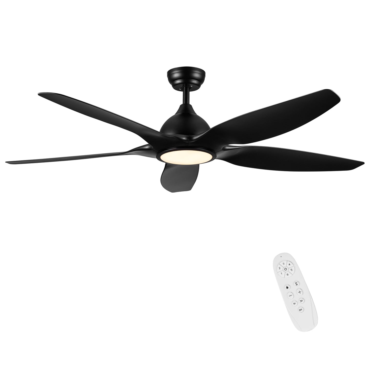 Ceiling Fan with Integrated LED Lighting and Black ABS Blade