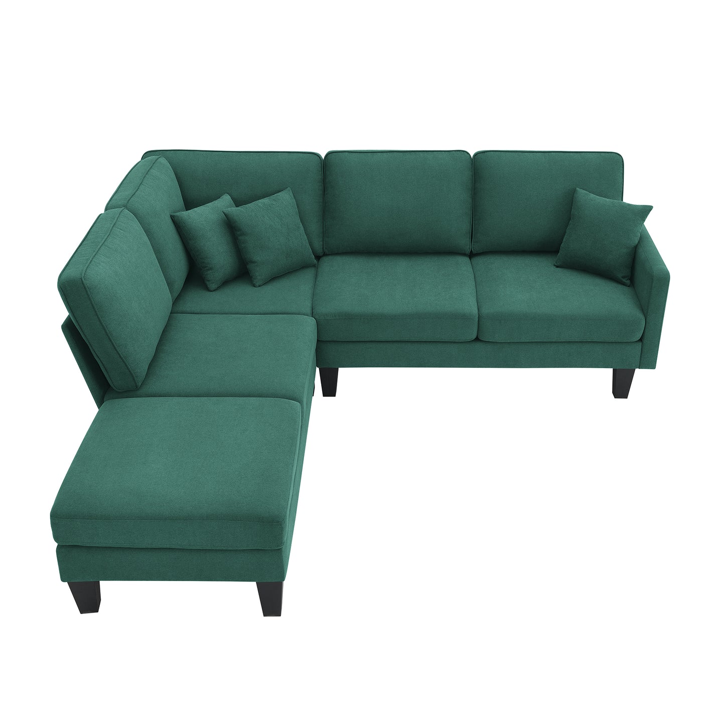 Terrycloth L-Shaped Sectional Sofa with Chaise Lounge and 3 Pillows