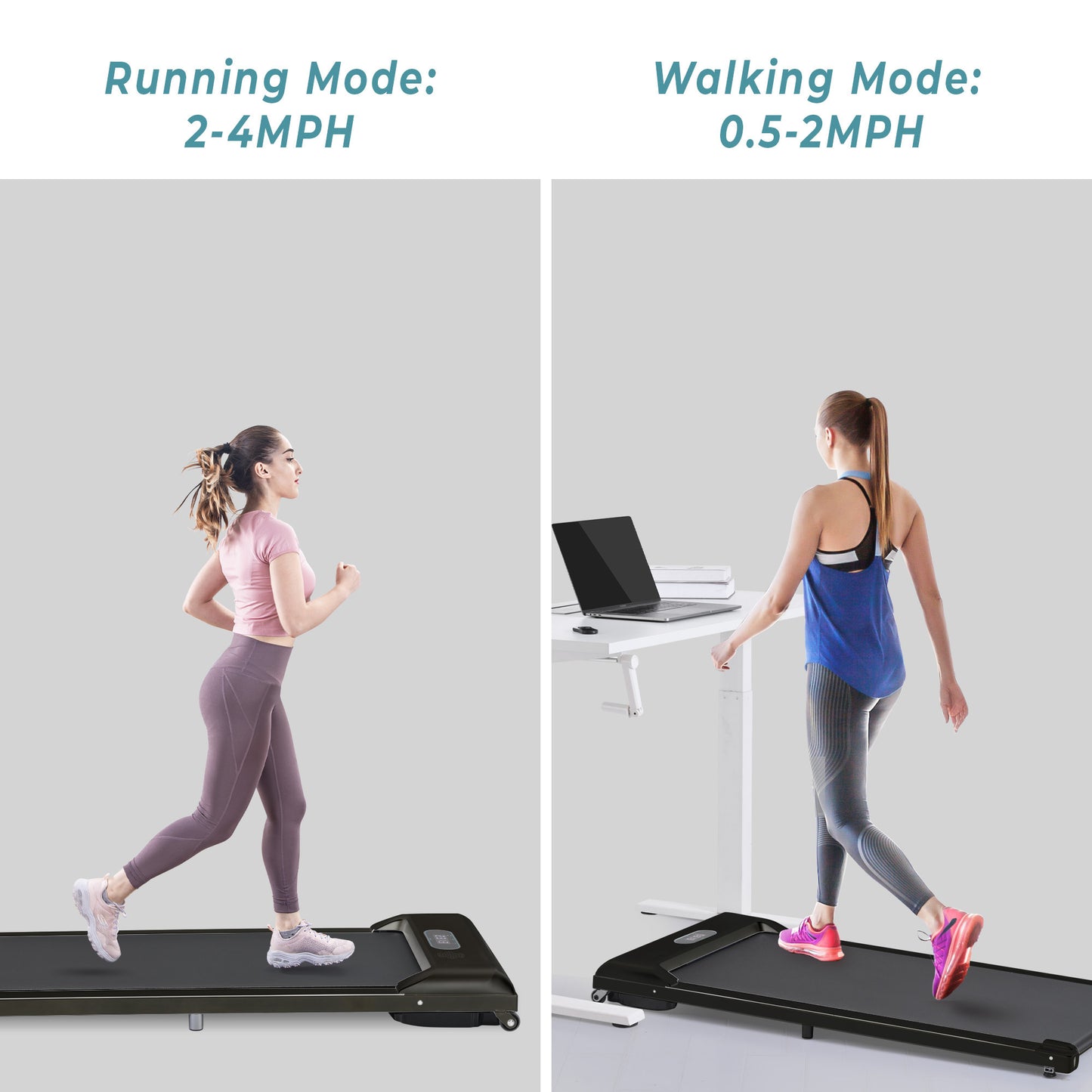 2 in 1 Under Desk Electric Treadmill 2.5HP, with Bluetooth APP and speaker, Remote Control, Display, Walking Jogging Running Machine Fitness Equipment for Home Gym Office