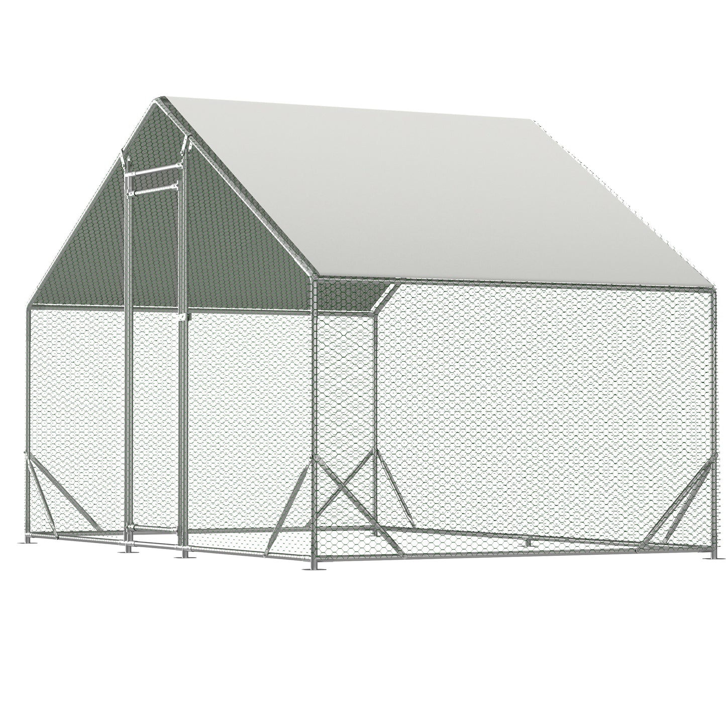 Large Metal Chicken Coop, Walk-in Chicken Run,Galvanized Wire Poultry Chicken Hen Pen Cage, Rabbits Duck Cages with Waterproof and Anti-Ultraviolet Cover for Outside(10' L x 6.6' W x 6.56' H)