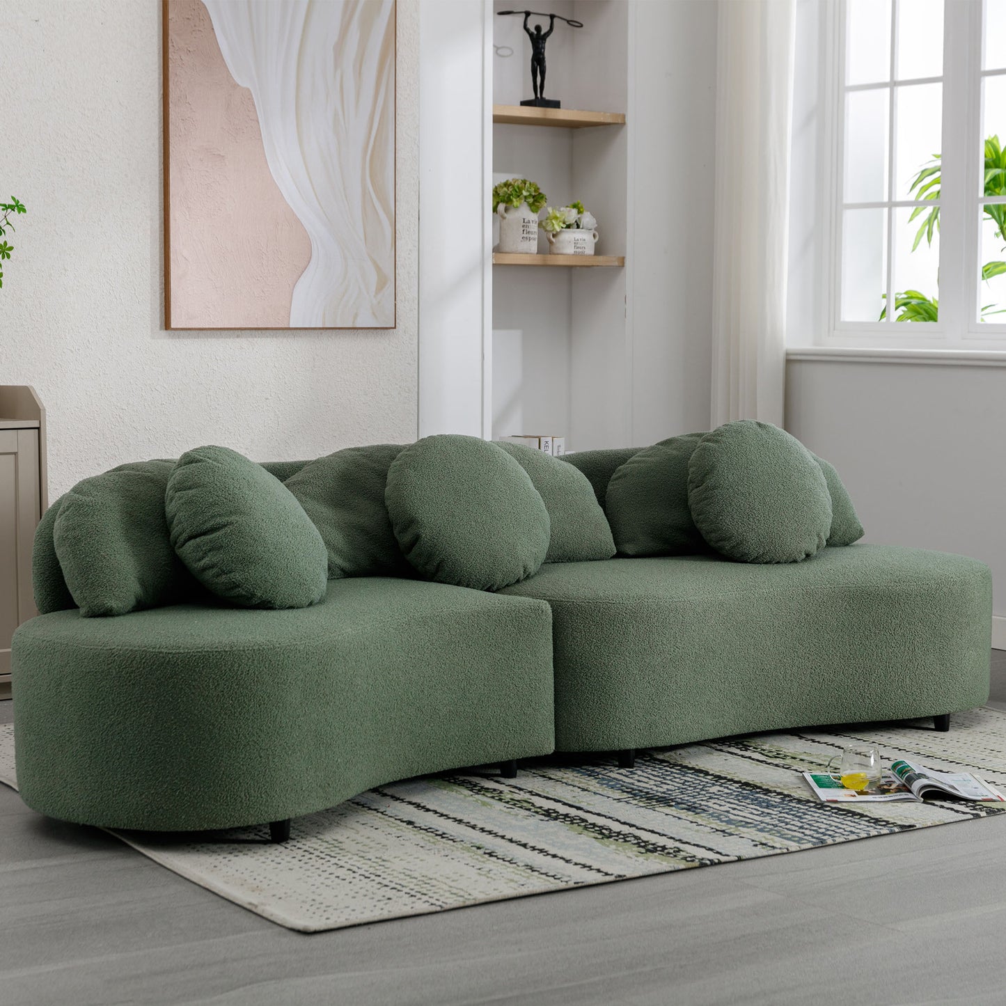103.9 Green Lamb Velvet Upholstered Modern Sofa with Luxurious Design