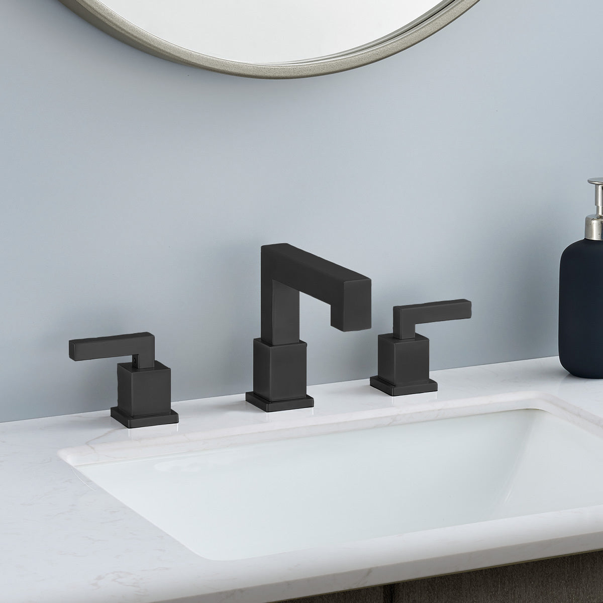 Modern Matte Black Waterfall Bathroom Faucet with 2 Handles