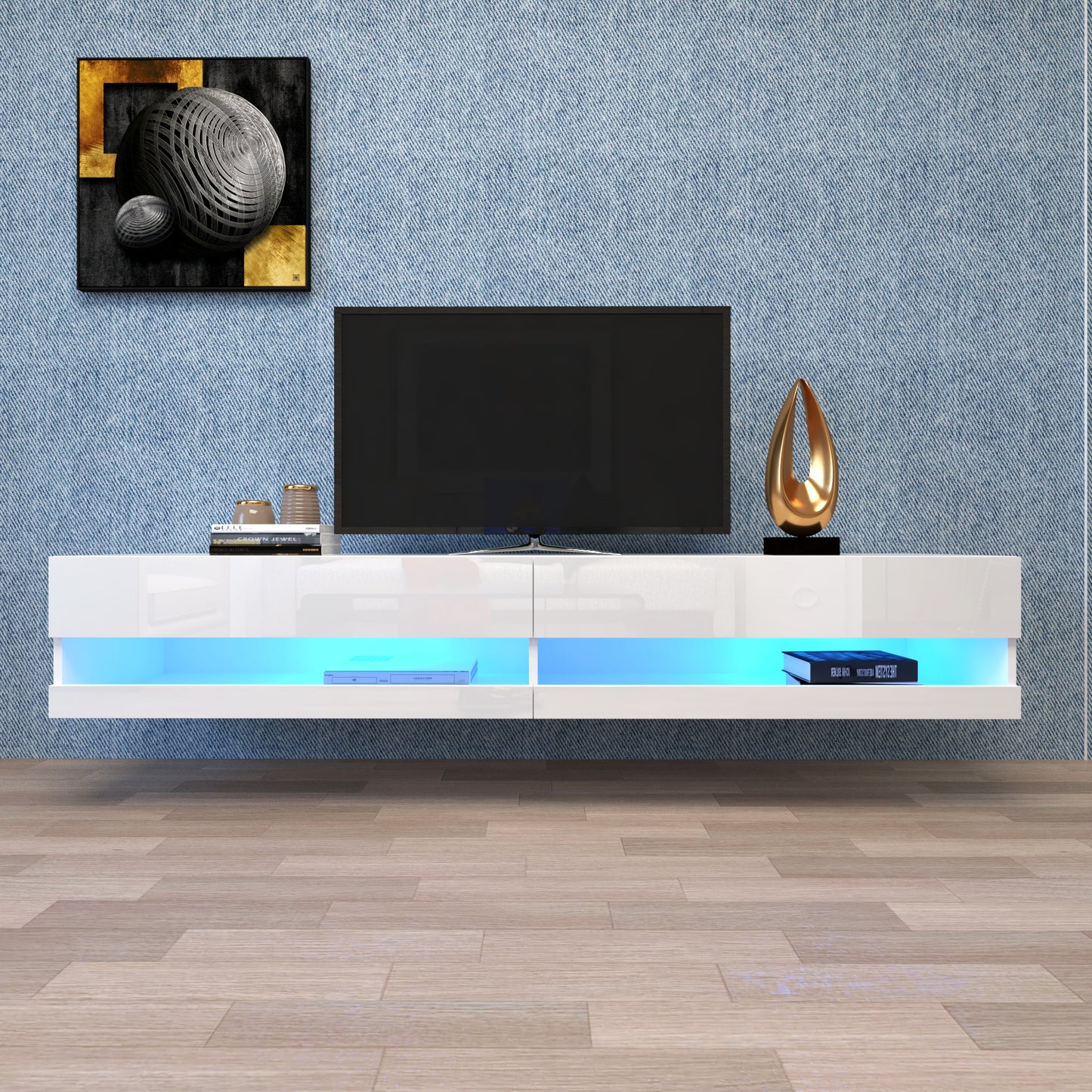 180 White LED Wall Mounted TV Stand with 20 Color Options