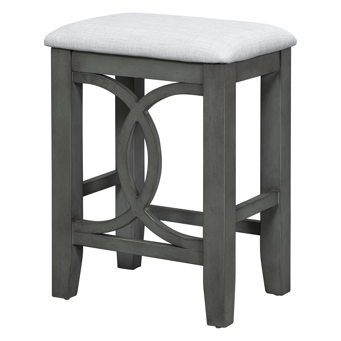 Farmhouse 3-Piece Counter Height Dining Table Set with USB Port and Upholstered Stools,Gray