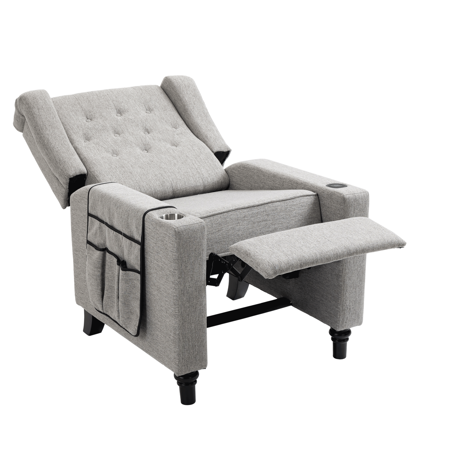 Modern Light Gray Push Back Recliner Chair with Massage and Heating Functions