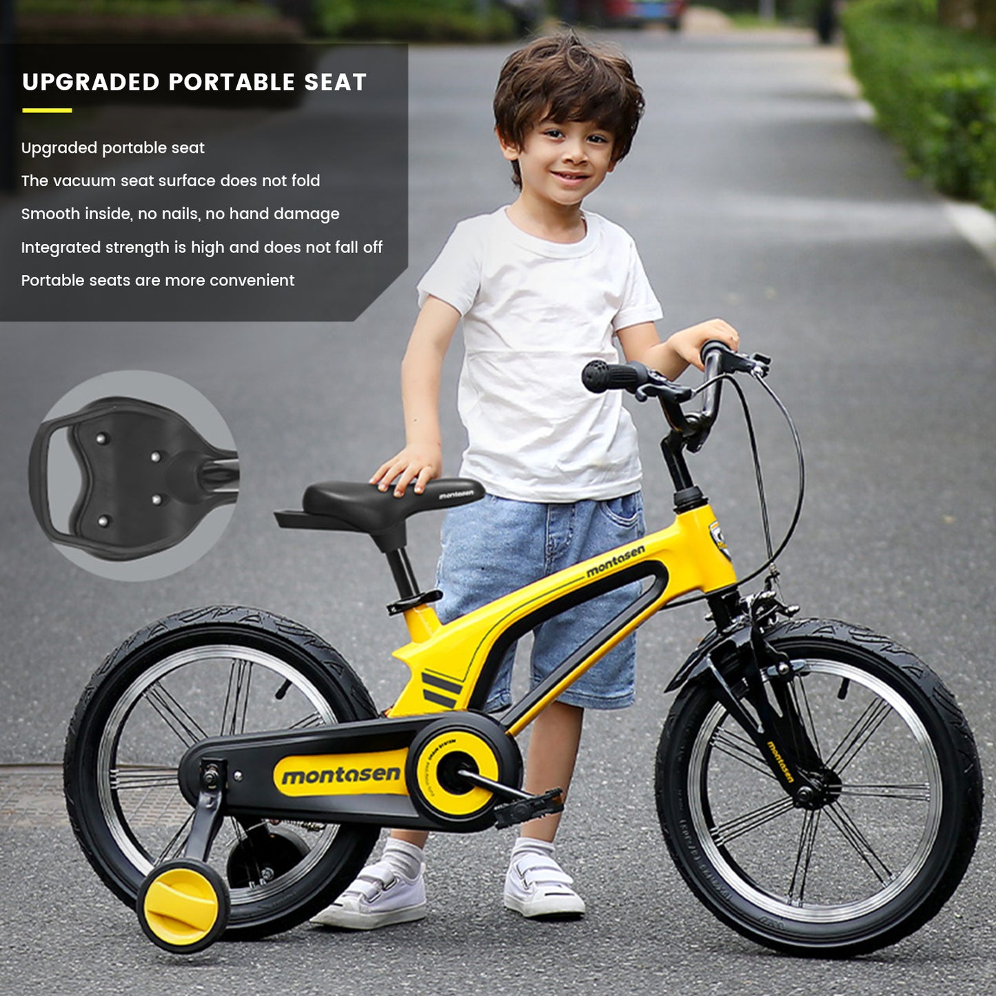 14" Kids Bike for Girls and Boys, Magnesium Alloy Frame with Auxiliary Wheel, Kids Single Speed Cruiser Bike.