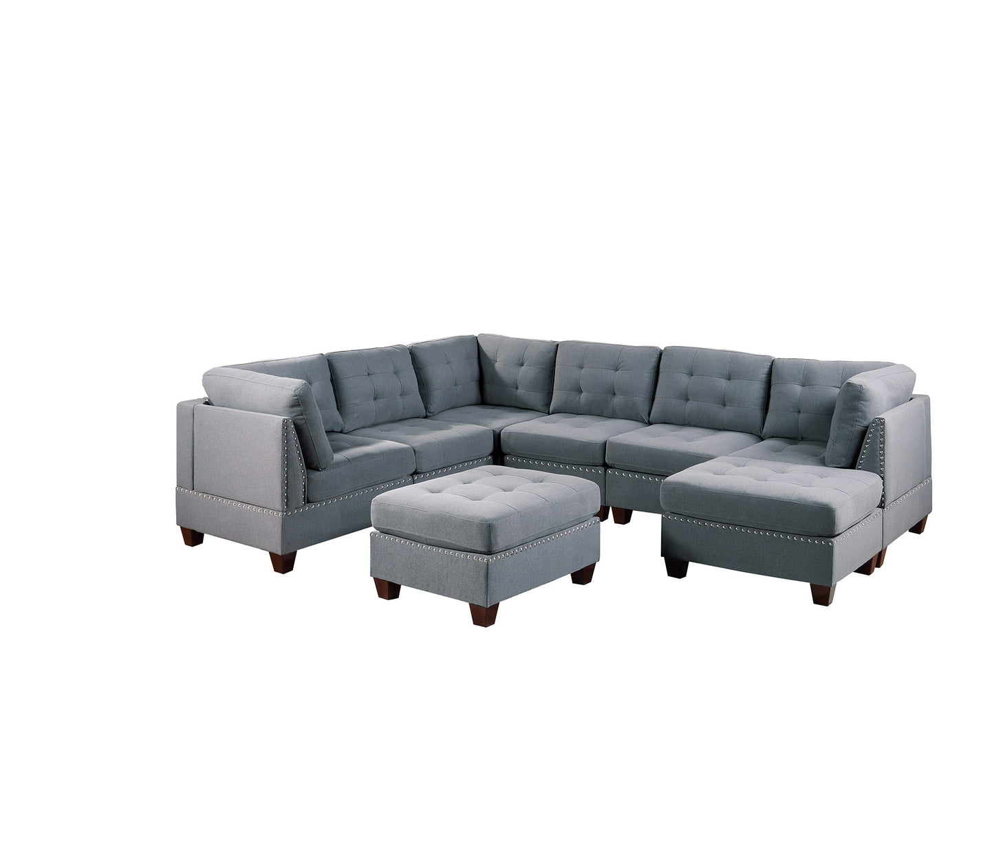 9-Piece Modular Sectional Sofa Set with Tufted Nail head Details