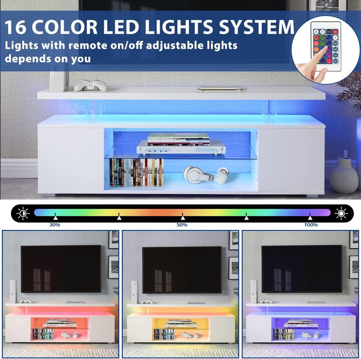 TV Stand with Color-Contrasting Design and Spacious Storage Unit