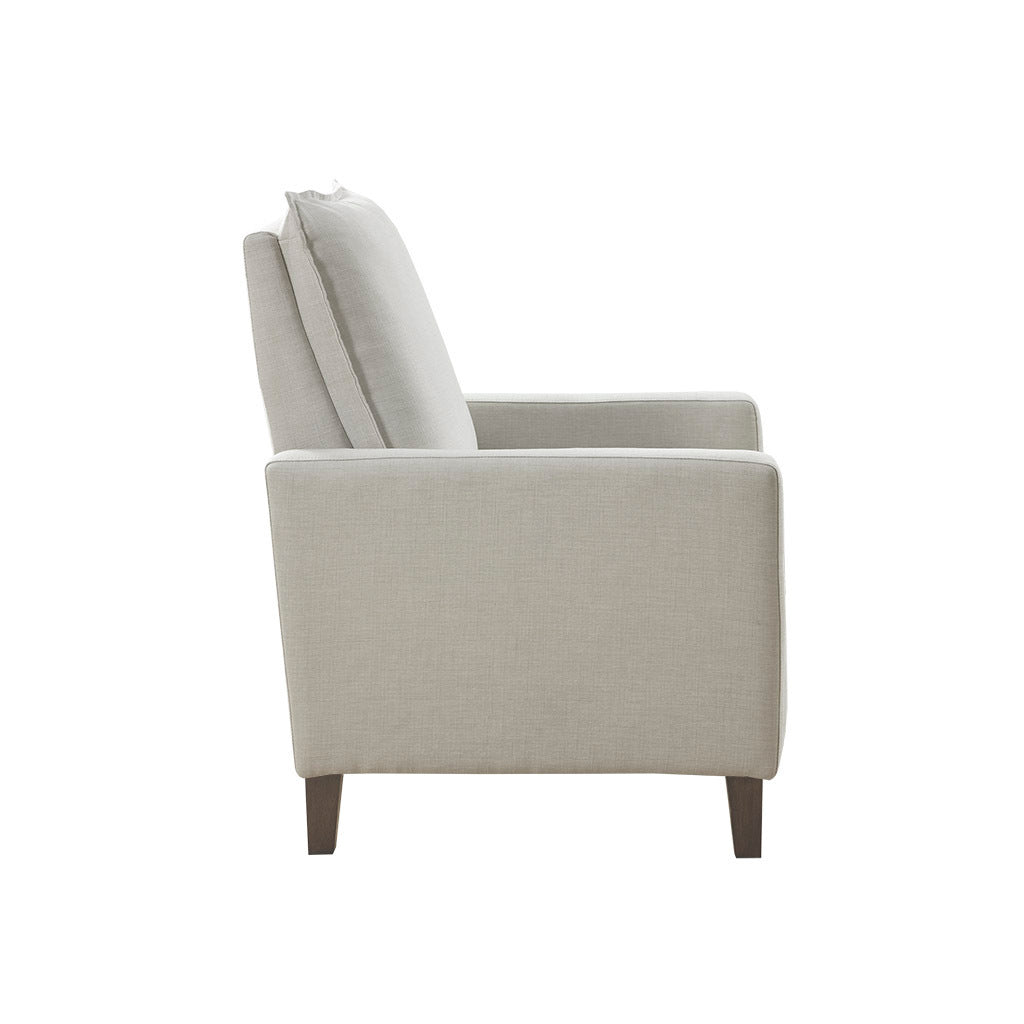 Sleek Ivory Upholstered High Back Recliner with Manual Push Back