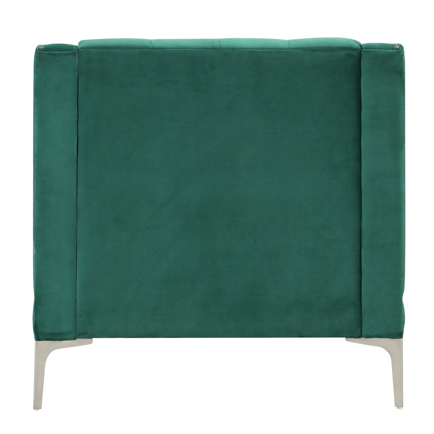 Plush Upholstered Green Modern Sofa with Metal Legs