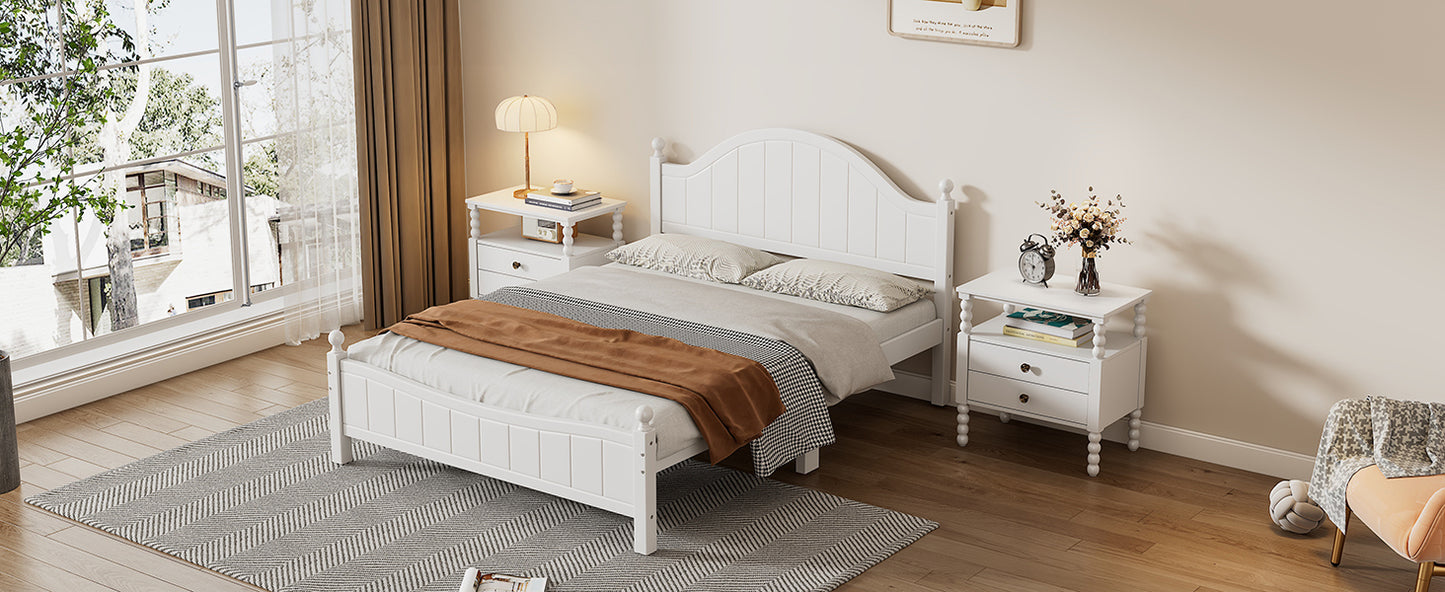 Traditional Concise Style White Solid Wood Platform Bed, No Need Box Spring, Queen (Old sku:BS295901AAA)