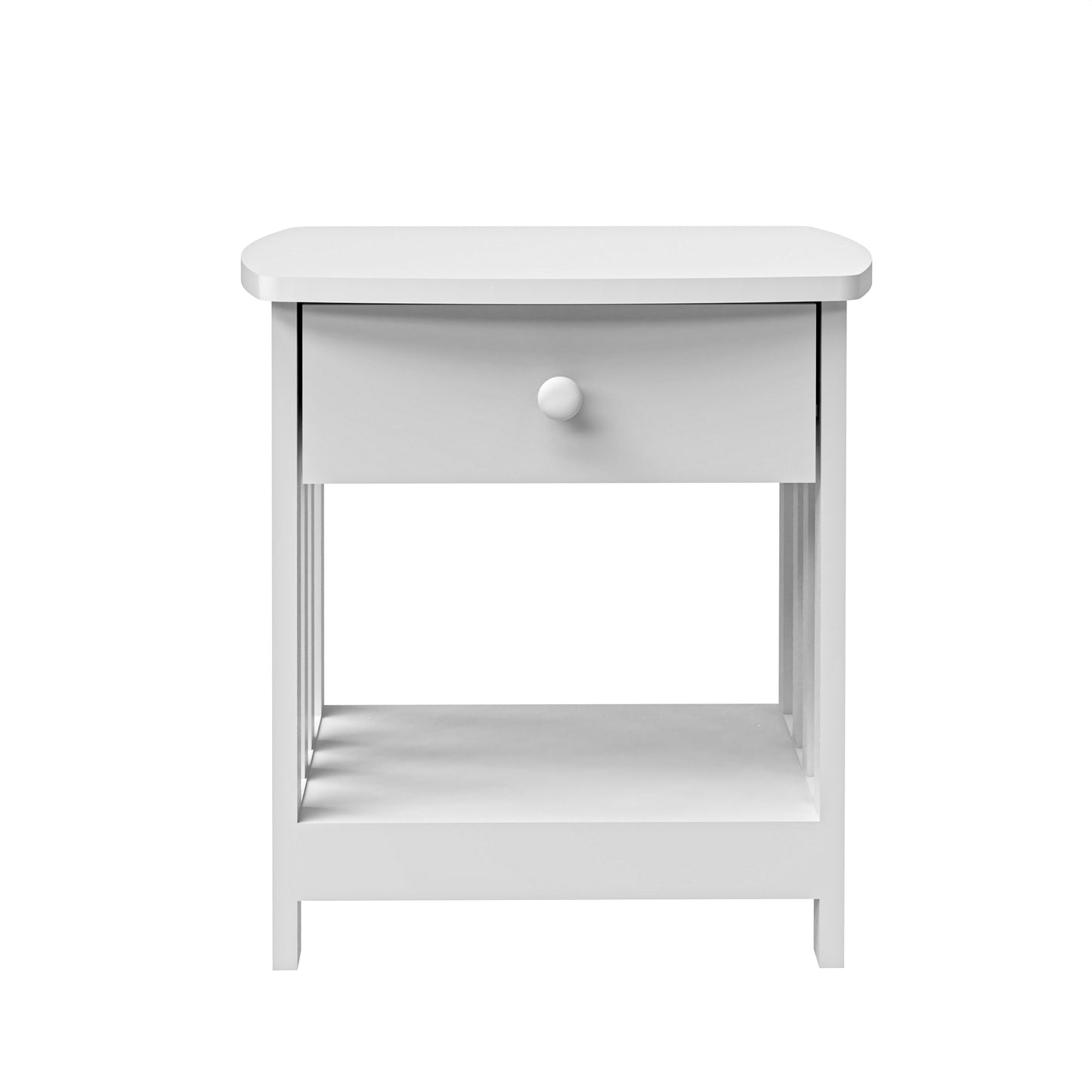 Mission Side Table, 1 Drawer Bedside Table with A Shelve Solid Wood Structure In White Paint Spray, Wooden Nightstand For Bedroom End Table For Living Room, Small Table- White