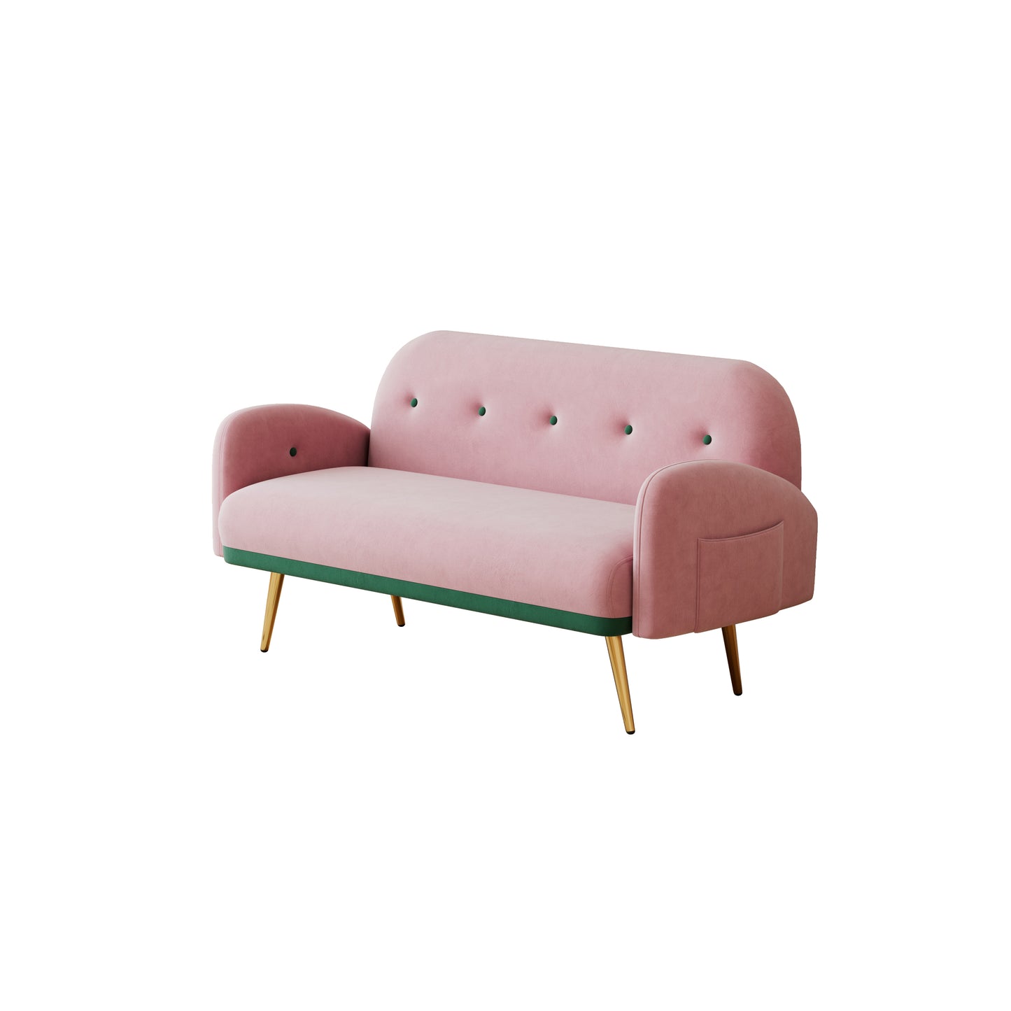 58 Pink Velvet Sofa with 2 Pillows for Small Spaces