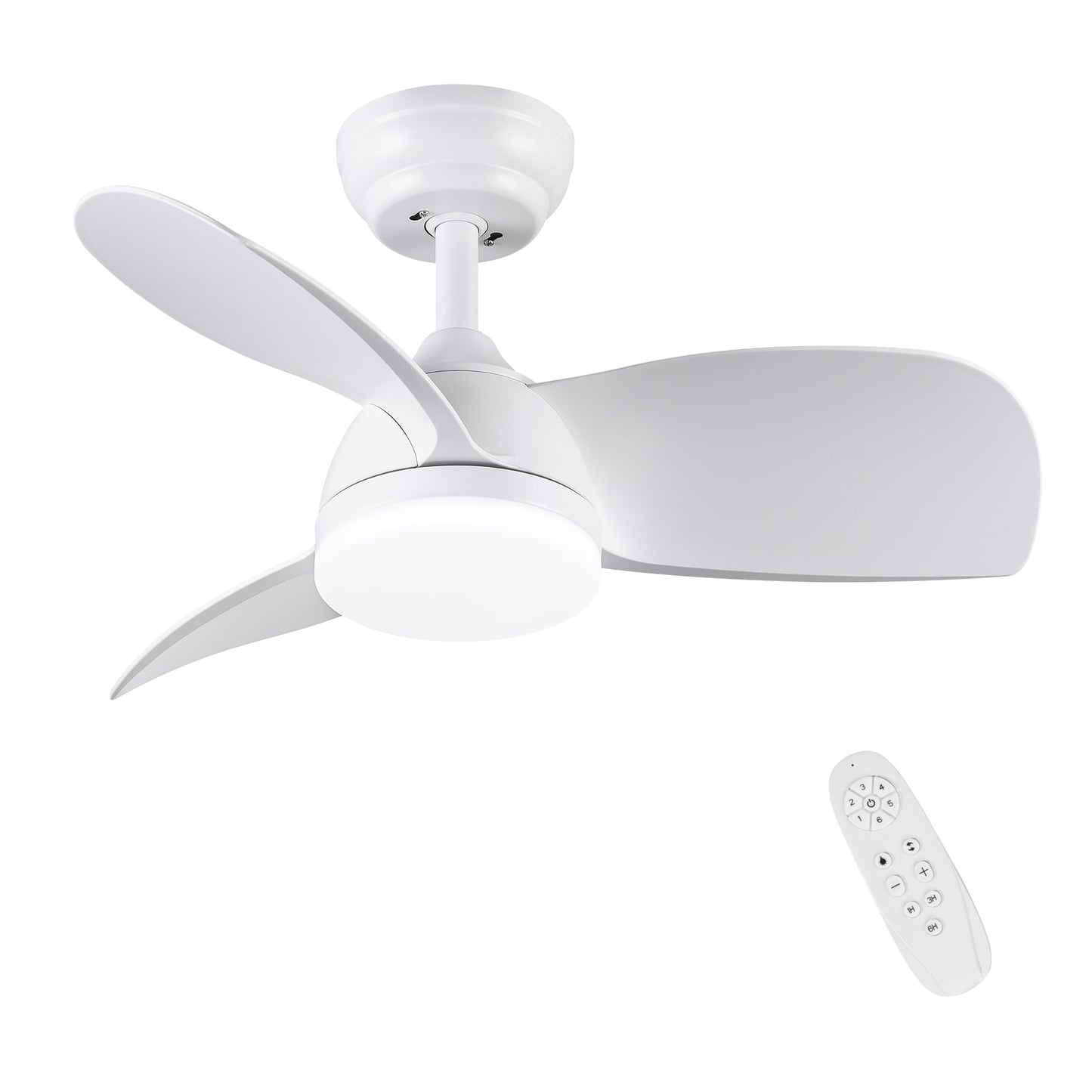 28-Inch Integrated LED Ceiling Fan with White ABS Blades and Lighting