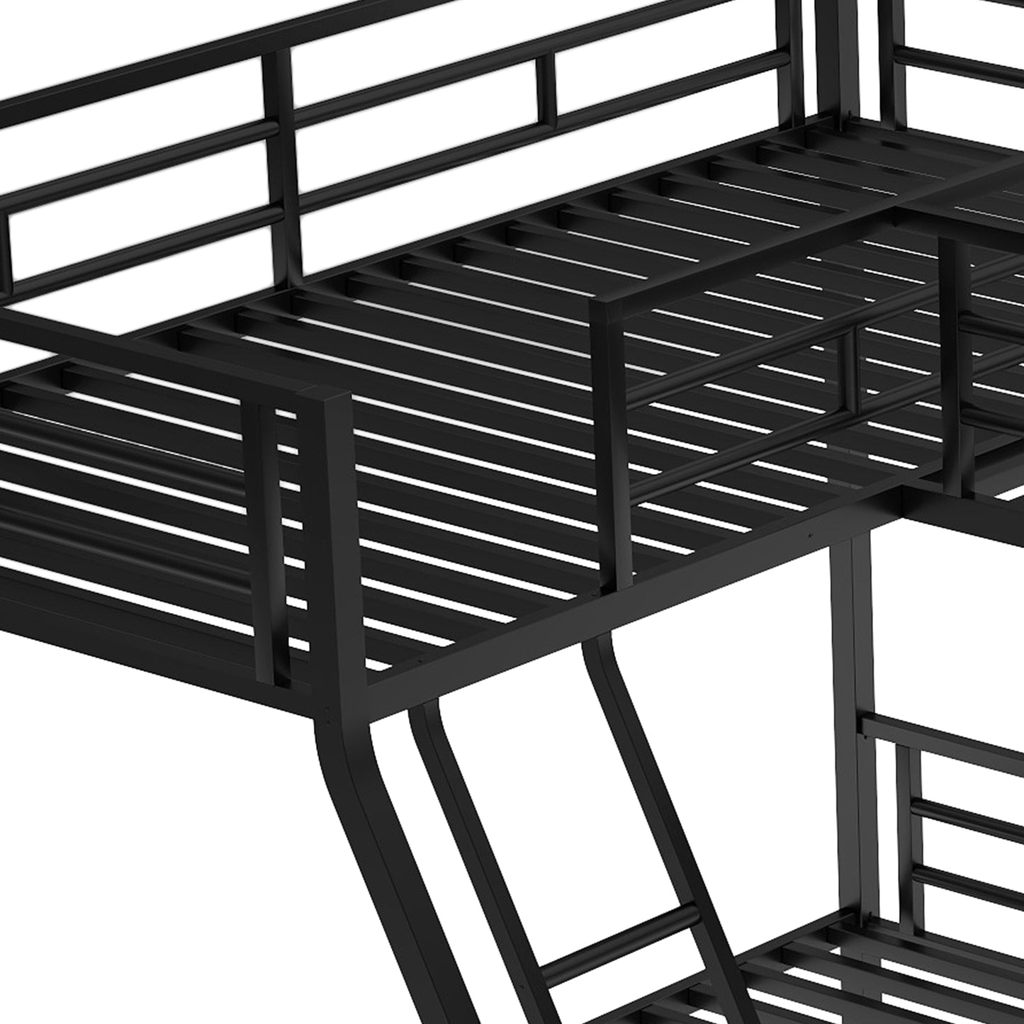 Innovative Space-Saving Twin over Full Bunk Bed with Loft Bed, Desk & Metal Frame, Black