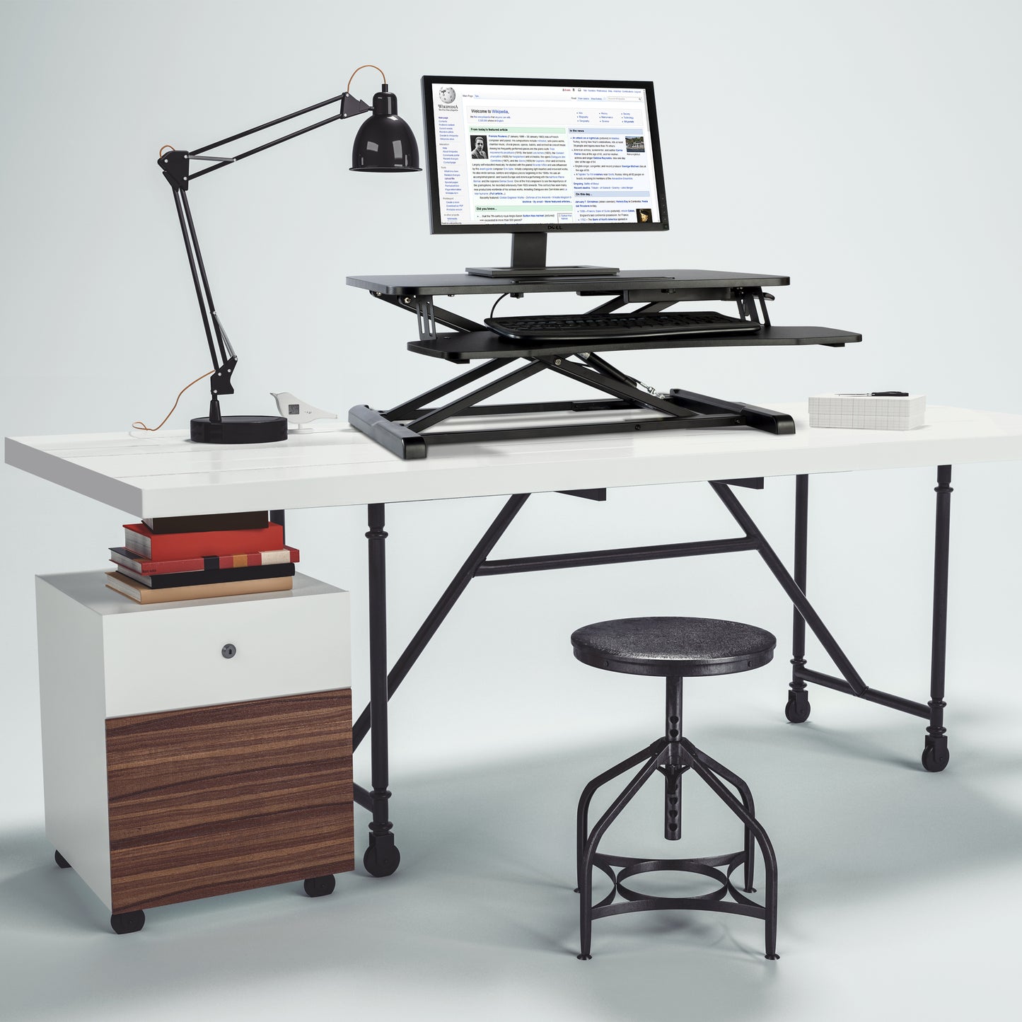 Elevate Ergonomic Black Standing Desk Converter - Gas Spring, Desktop Riser