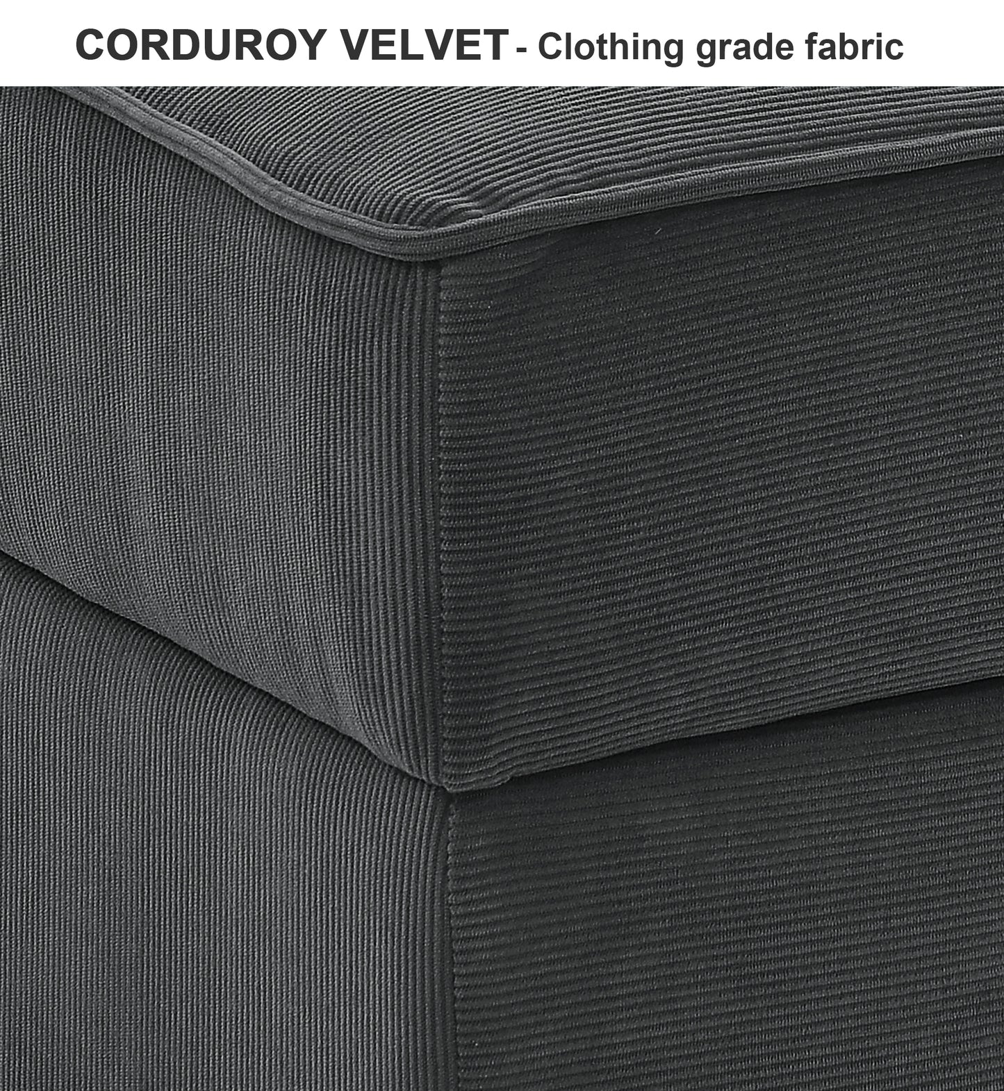 Middle seat of Module Sofa without Armrest, Gray Corduroy Velvet