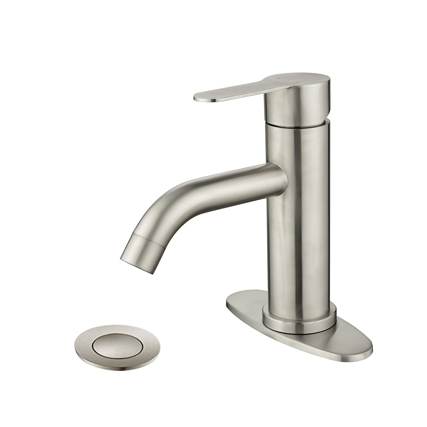 Waterfall Spout Single Handle Brushed Nickel Bathroom Faucet