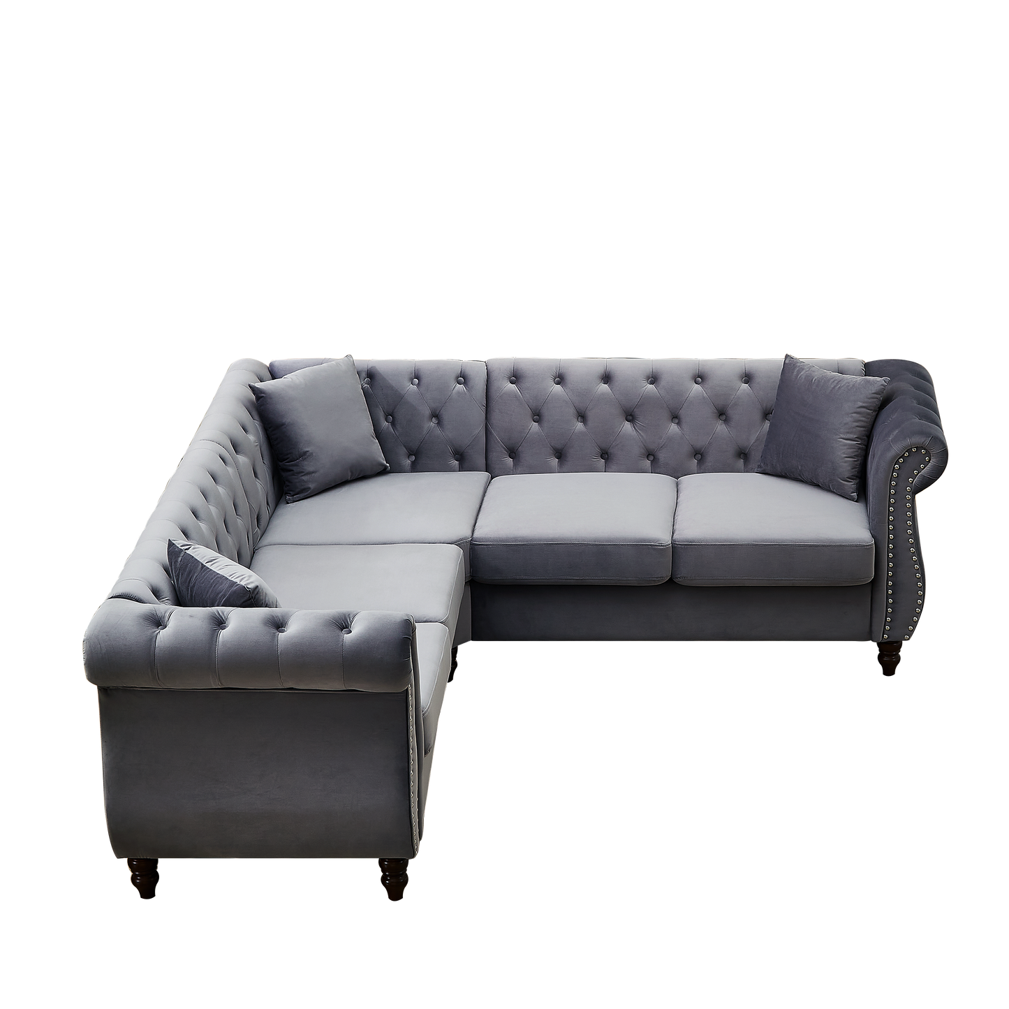 83.5-Inch Oversized L-Shaped Sectional Couch with 3 Pillows