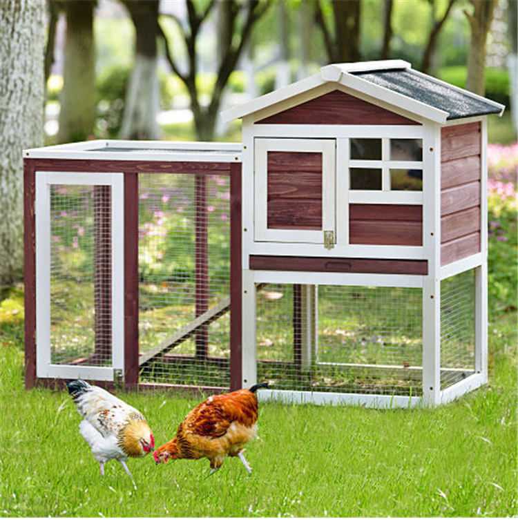 Deluxe Wooden Chicken Coop Hen House Rabbit Wood Hutch Poultry Cage Habitat(wine rde+white)