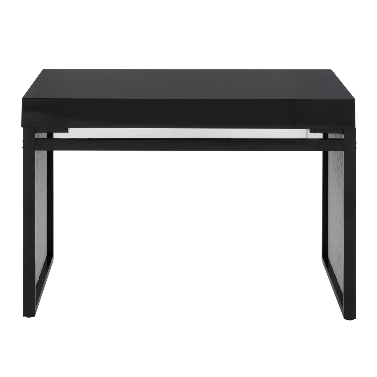 Sleek Modern Black Steel and Silver Velvet Desk