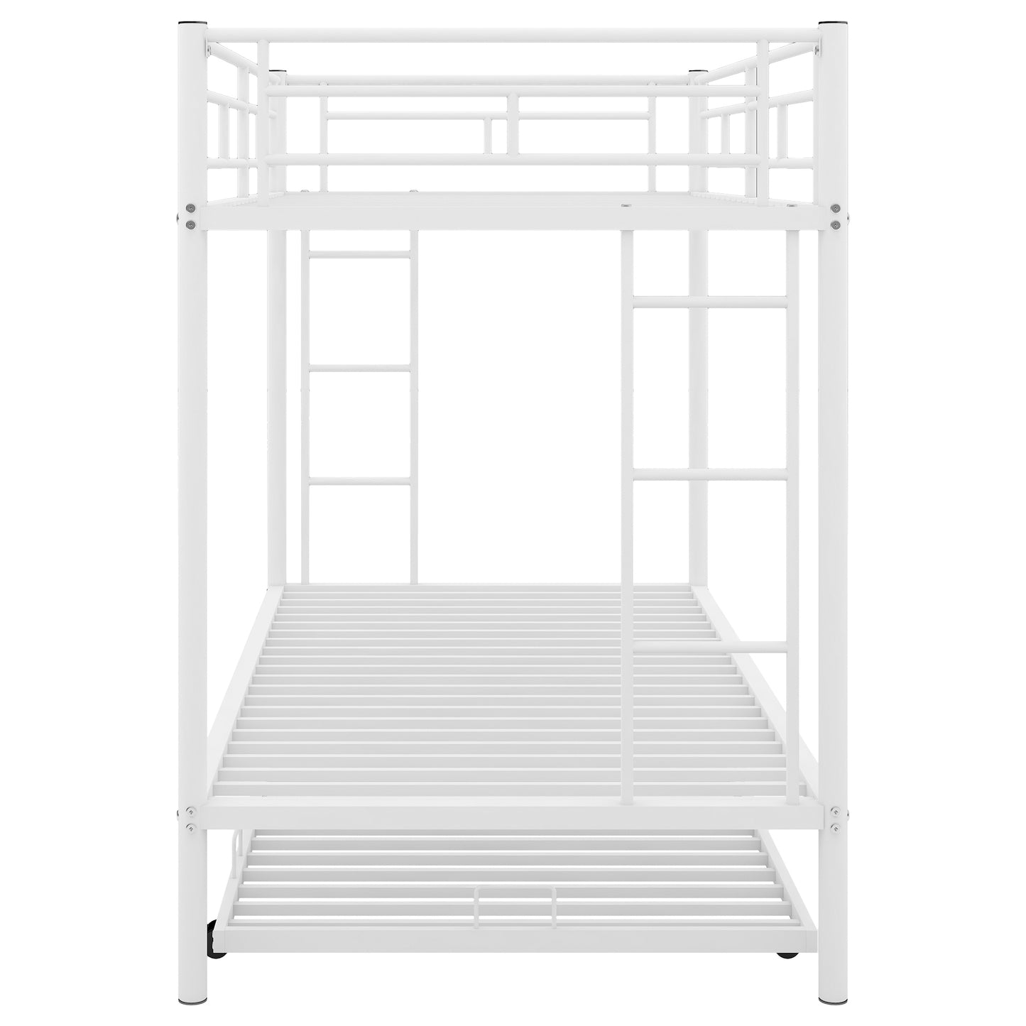 White Space-Saving Twin Bunk Bed with Trundle