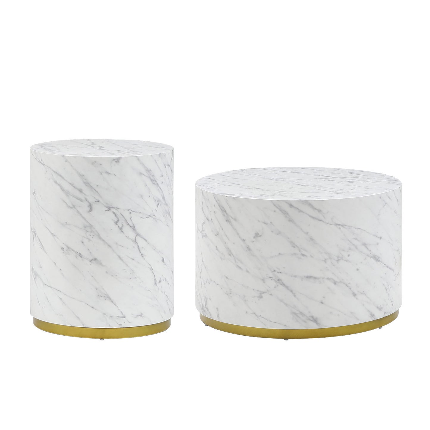 Elegant Set of 3 White Marble Pattern Coffee Tables for Stylish Living Rooms