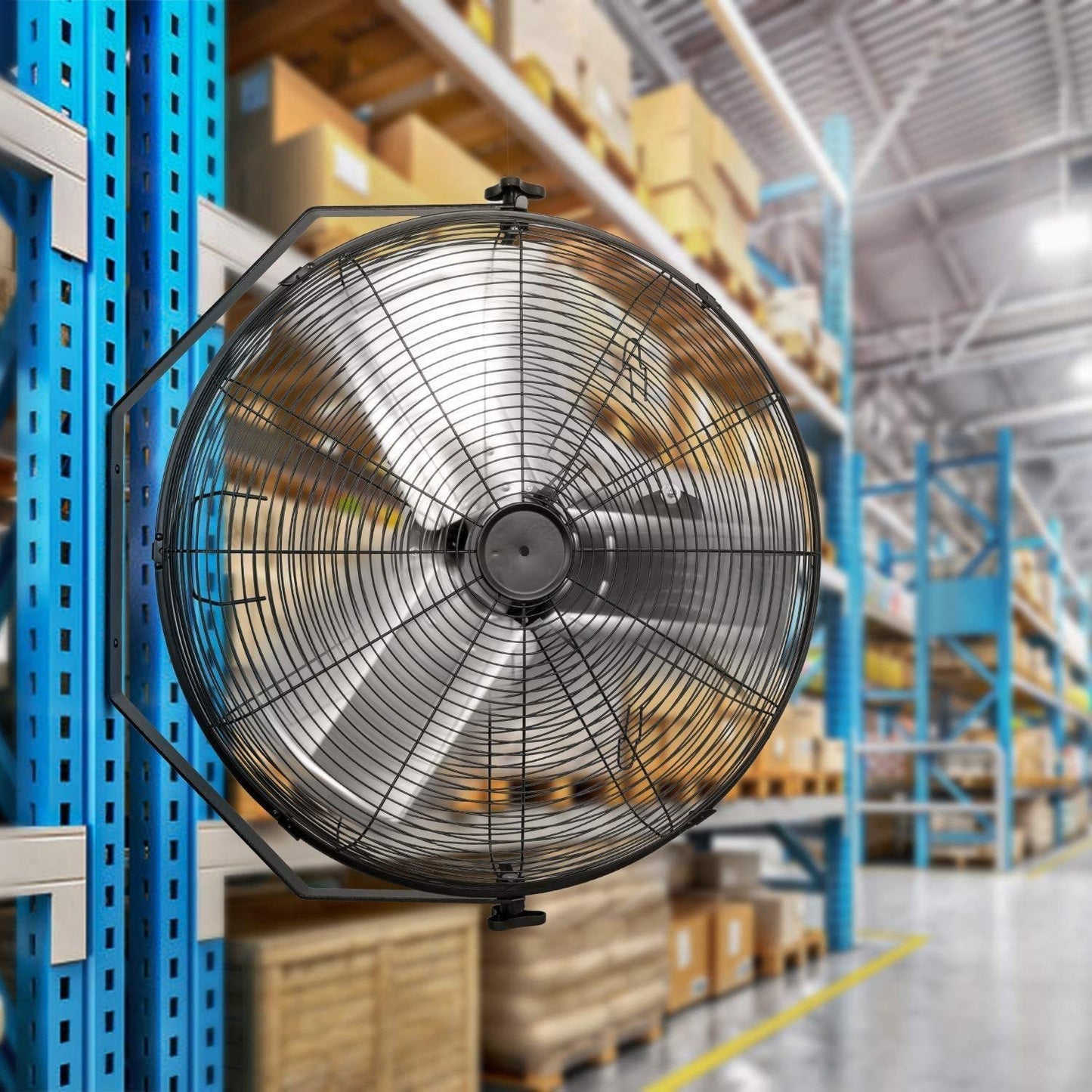 24 Inch Industrial Wall Mount Fan, 3 Speed Commercial Ventilation Metal Fan for Warehouse, Greenhouse, Workshop, Patio, Factory and Basement - High Velocity