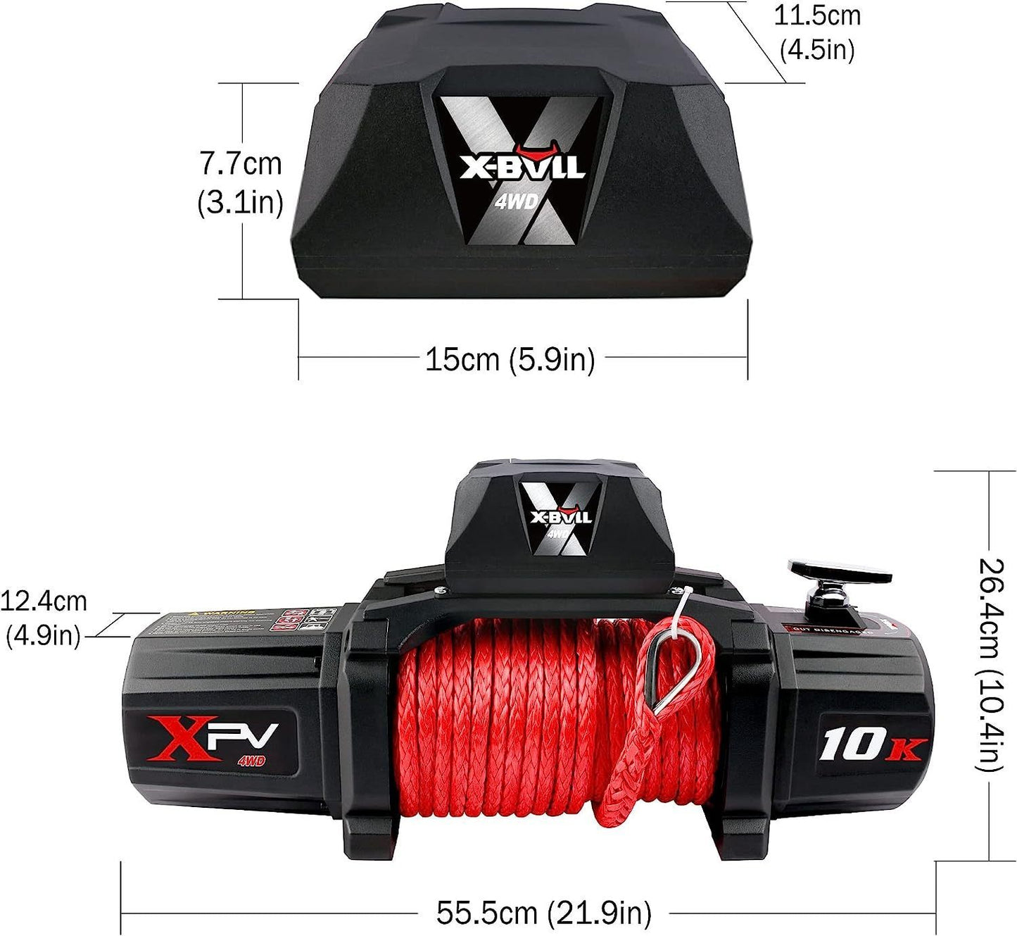 Electric Winch Kit with 10000 lb. Load Capacity and Synthetic Rope - Waterproof and Versatile