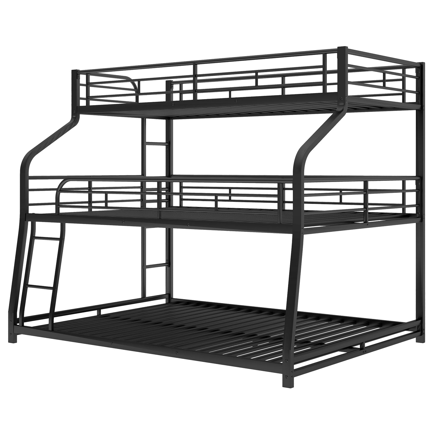 Modern Black Metal Triple Bunk Bed with Multiple Size Options and Innovative Safety Features