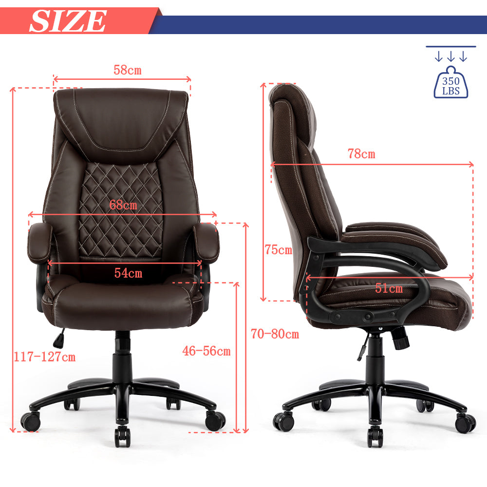 PU Leather Office Chair Big and Tall Desk Chair 360°Swivel Office Chair Adjustable Height with Soft Armrest,300lbs