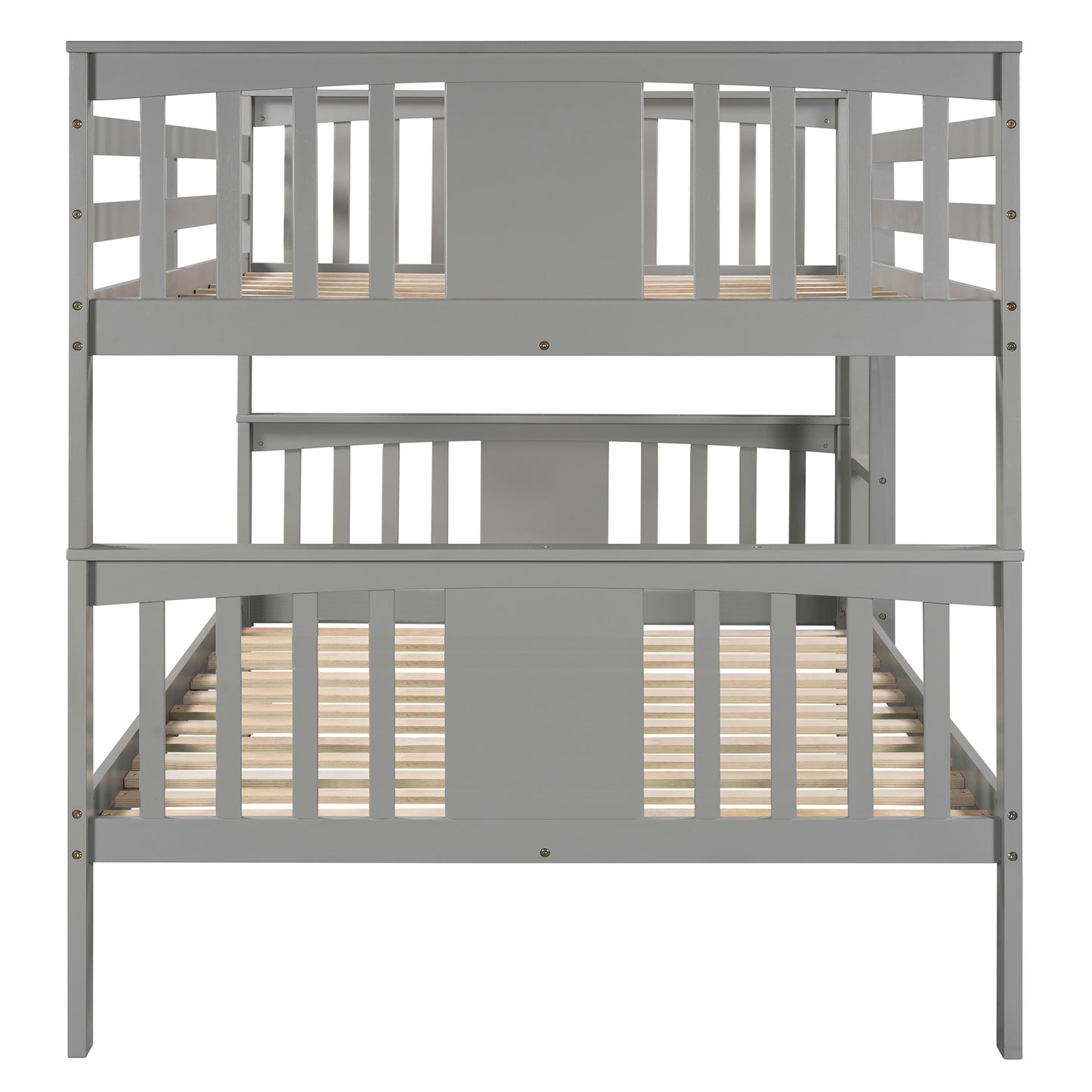 Gray Full-Size Bunk Bed with Flexible Configuration for Bedroom, Accommodating Guests