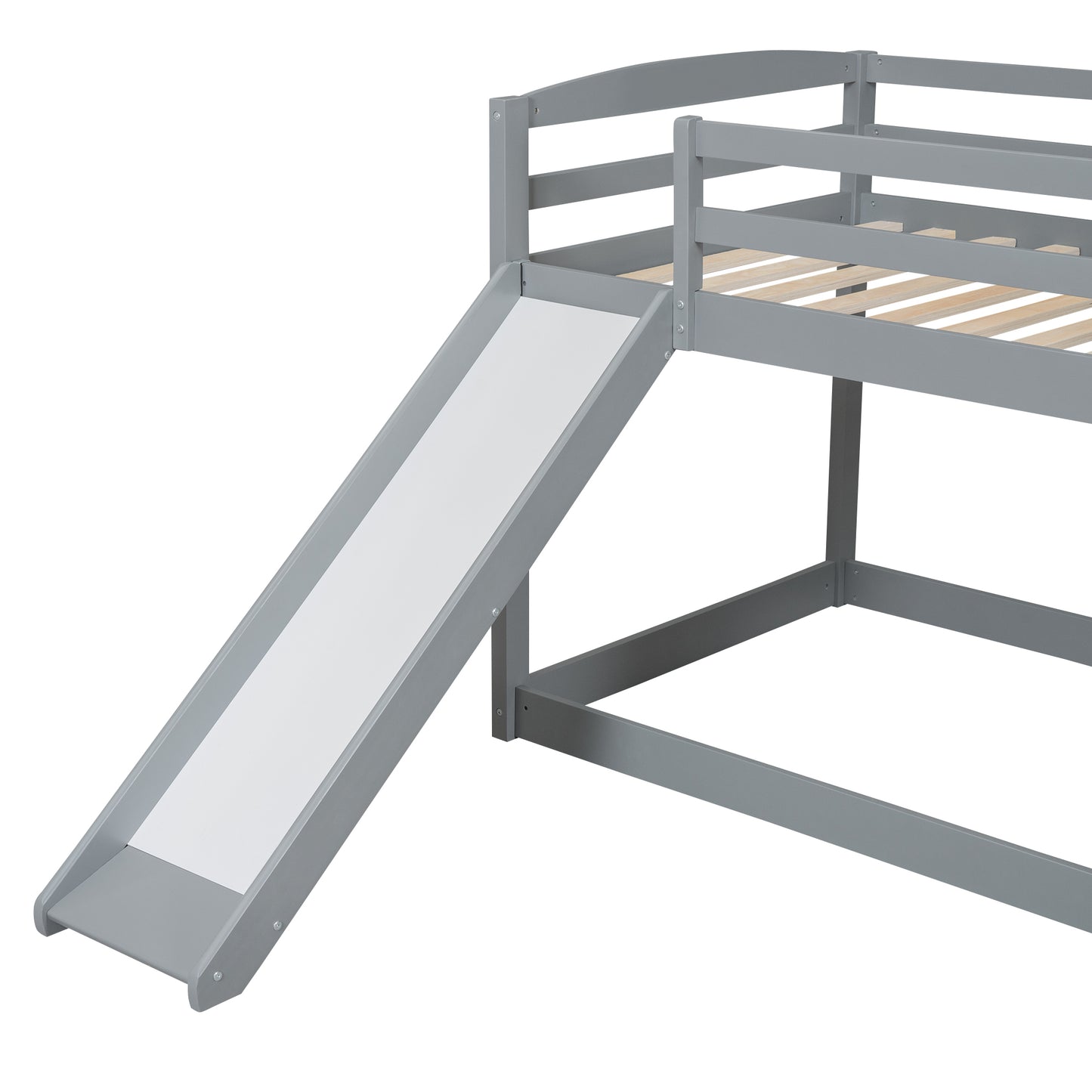 Convertible Gray Twin Bunk Bed with Slide, Ladder, and Playful Design