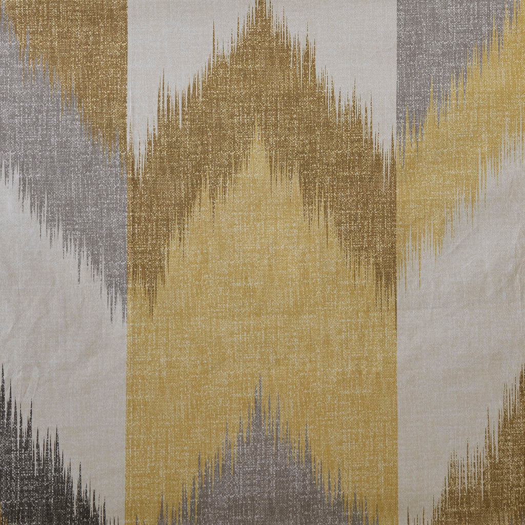 Yellow and Taupe Chevron Printed Cotton Shower Curtain