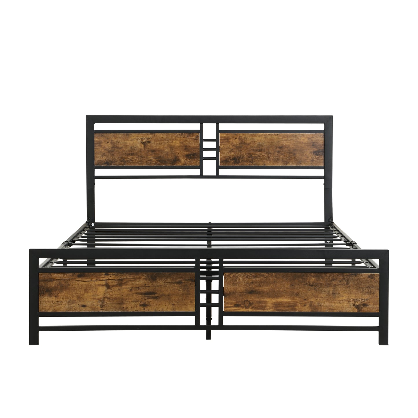 Full Size Metal Platform Bed Frame with Wood Headboard and Footboard, Heavy Duty Mattress Foundation with Slat Support, Easy Assembly, Noise-Free, No Box Spring Needed