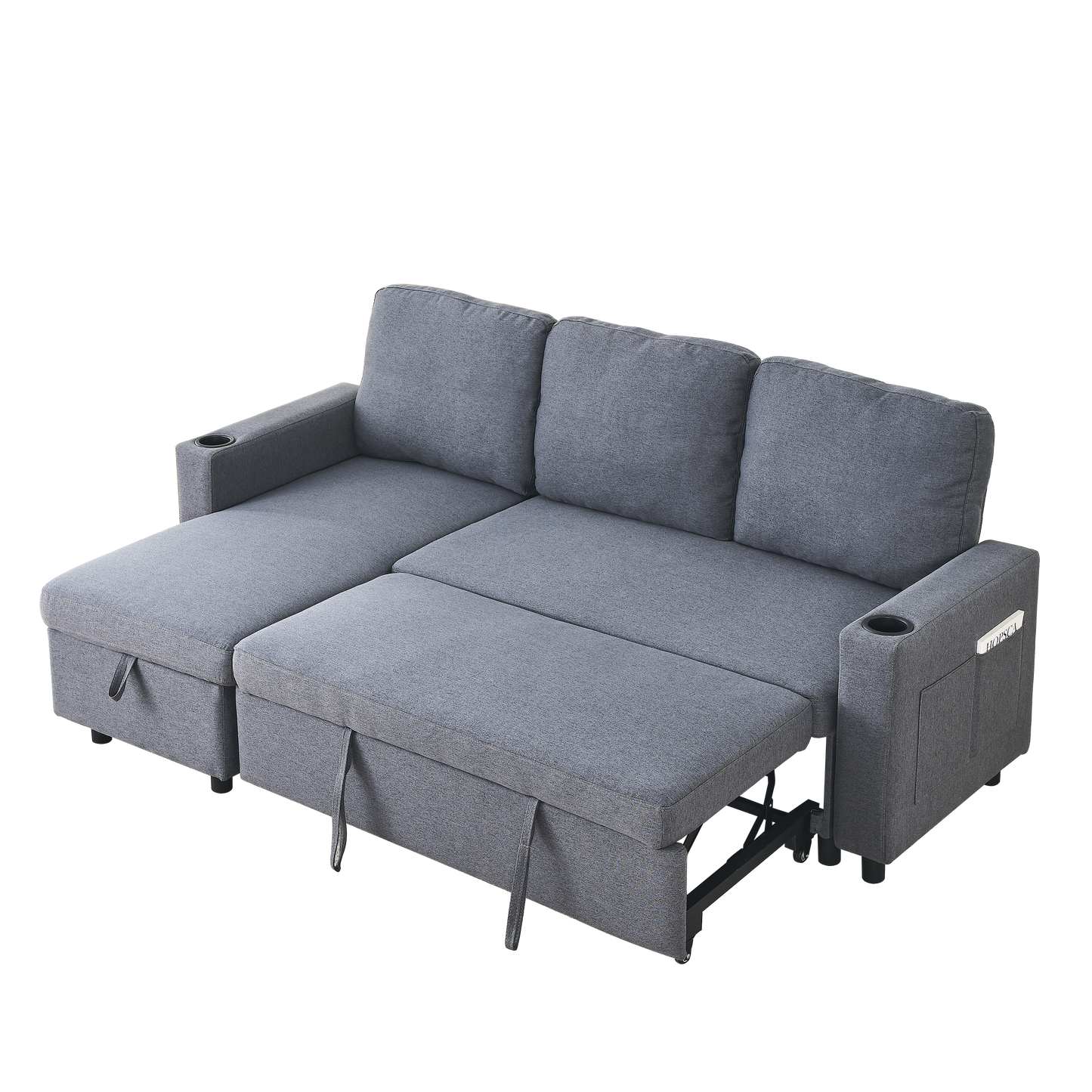 FX78.7"Comfortable Linen L-Shaped Combo Sofa Sofa Bed, Living Room Furniture Sets for Tight Spaces, Reversible Sleeper Combo Sofa with Pullout Bed,Reversible Sofa Bed for Living Room, Office, Apartmen