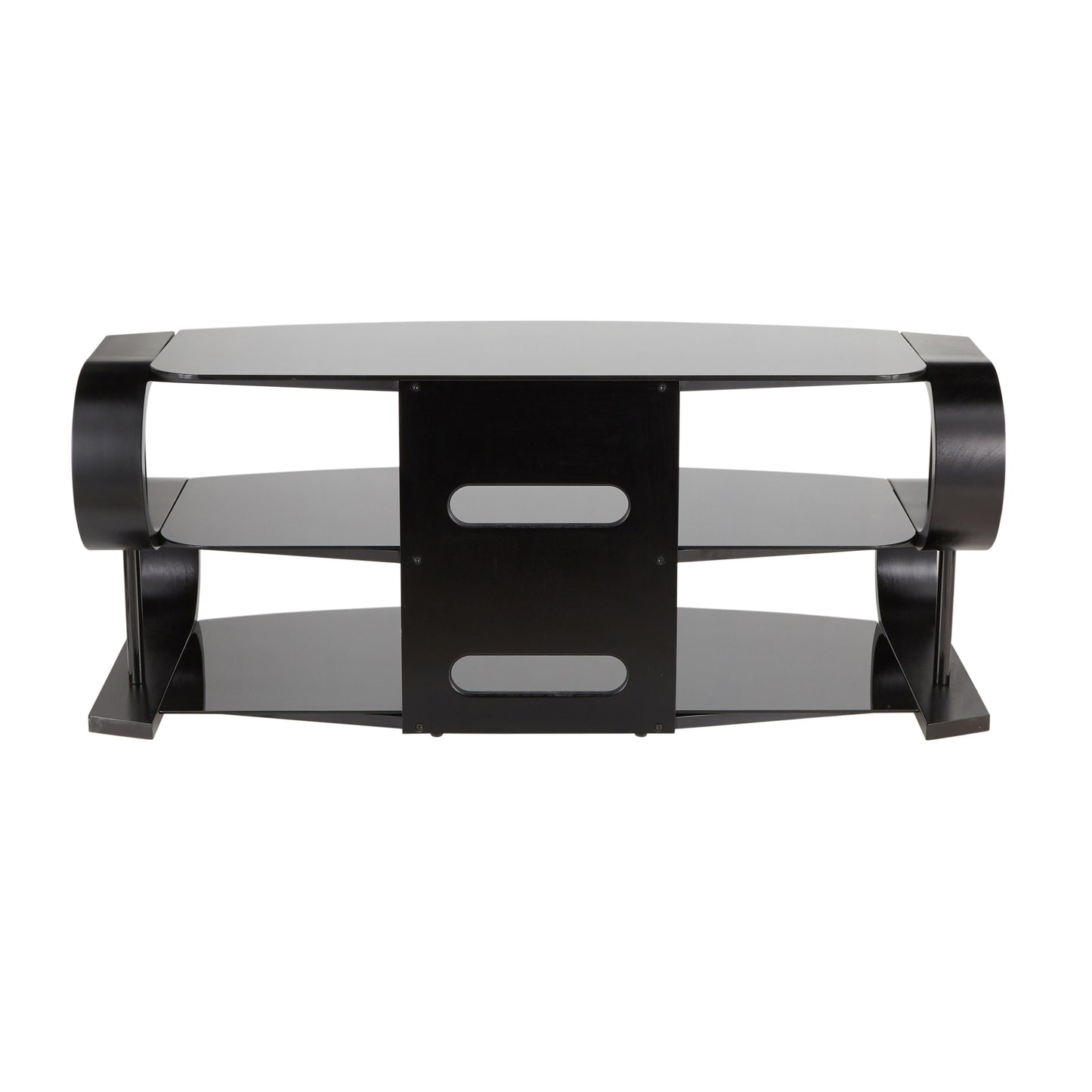 LumiSource Metro 120 TV Stand in Black Wood and Black Glass - Stylish and Contemporary