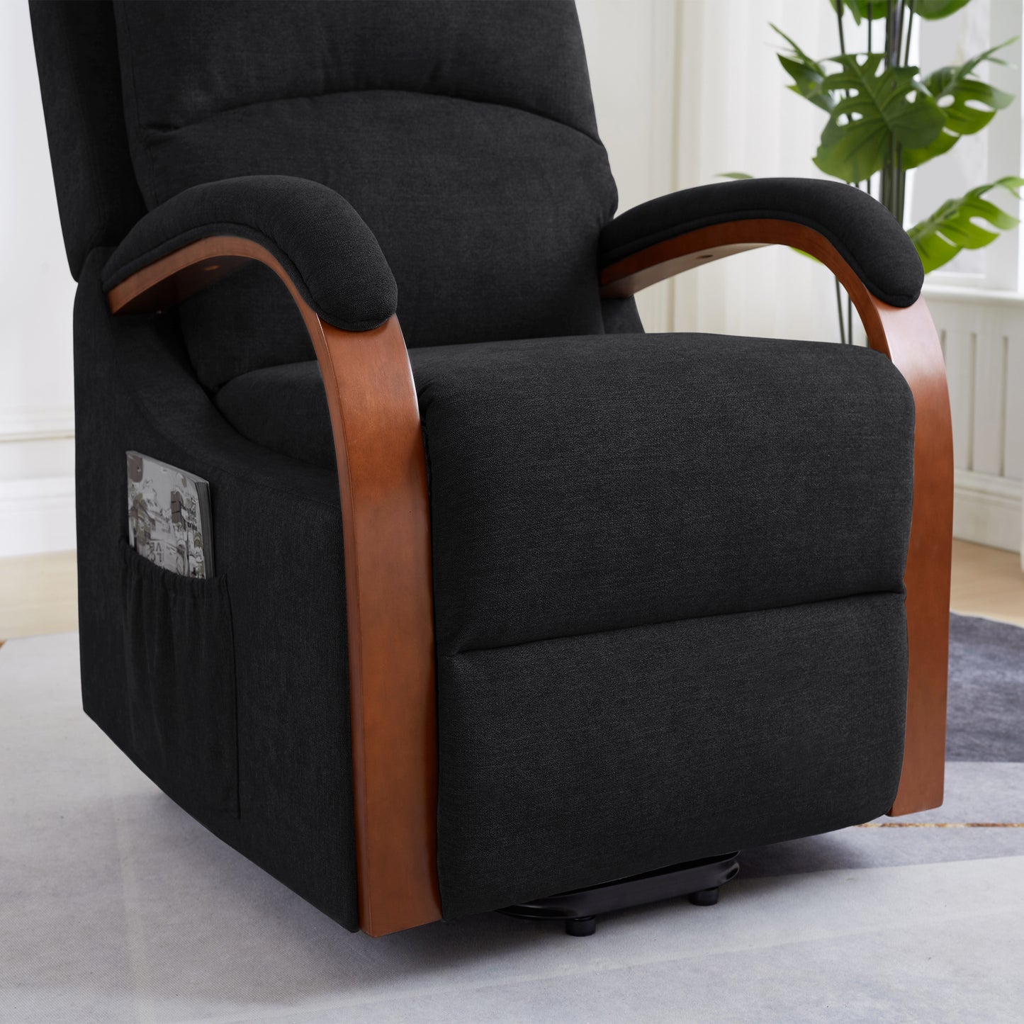 Electric Power Lift Recliner Chair with Massage and Heating, Dark Grey Linen Fabric