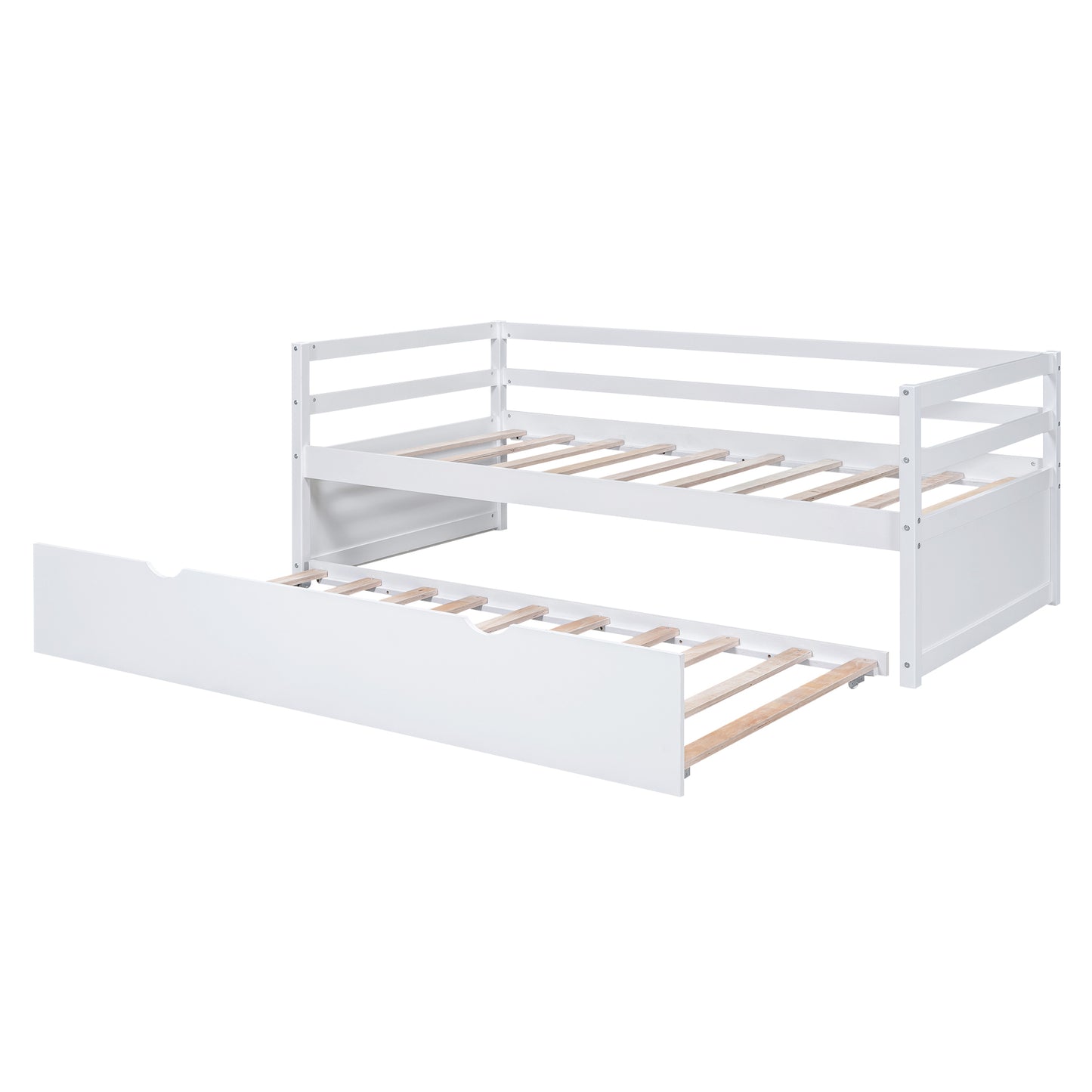 Twin Size Wood Daybed with Twin Size Trundle, White(Expected Arrival Time: 1.7)