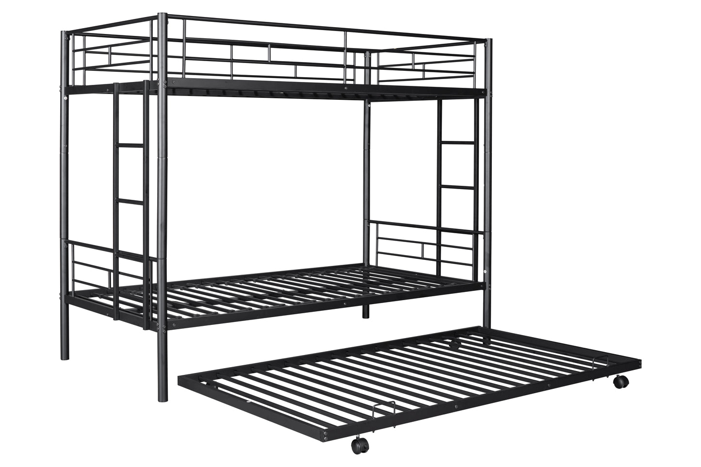 Metal Twin Bunk Bed with Trundle - Durable, Safe, and Quiet Sleep Haven