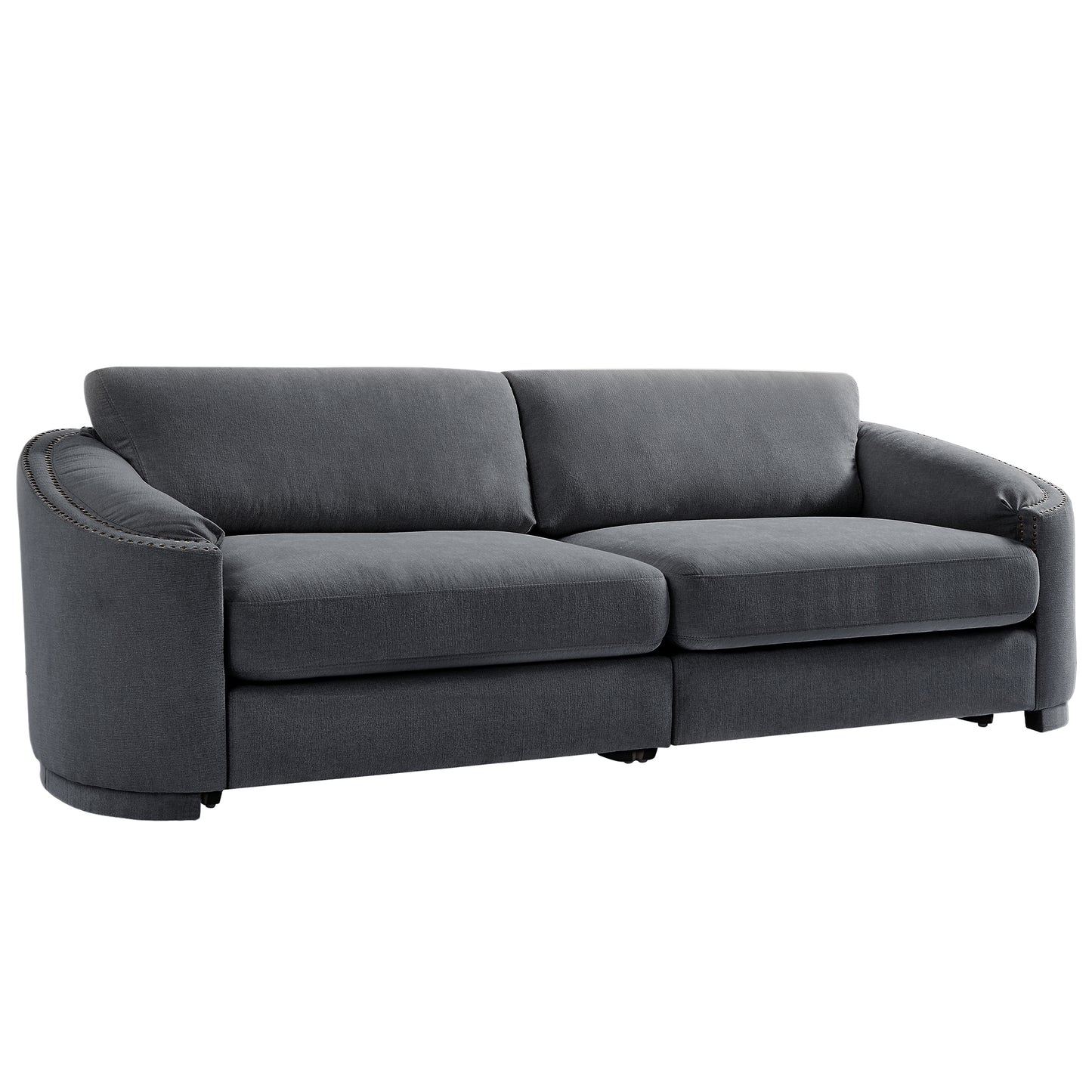 U_Style Stylish Sofa with Semilunar Arm, Rivet Detailing, and Solid Frame for Living Room