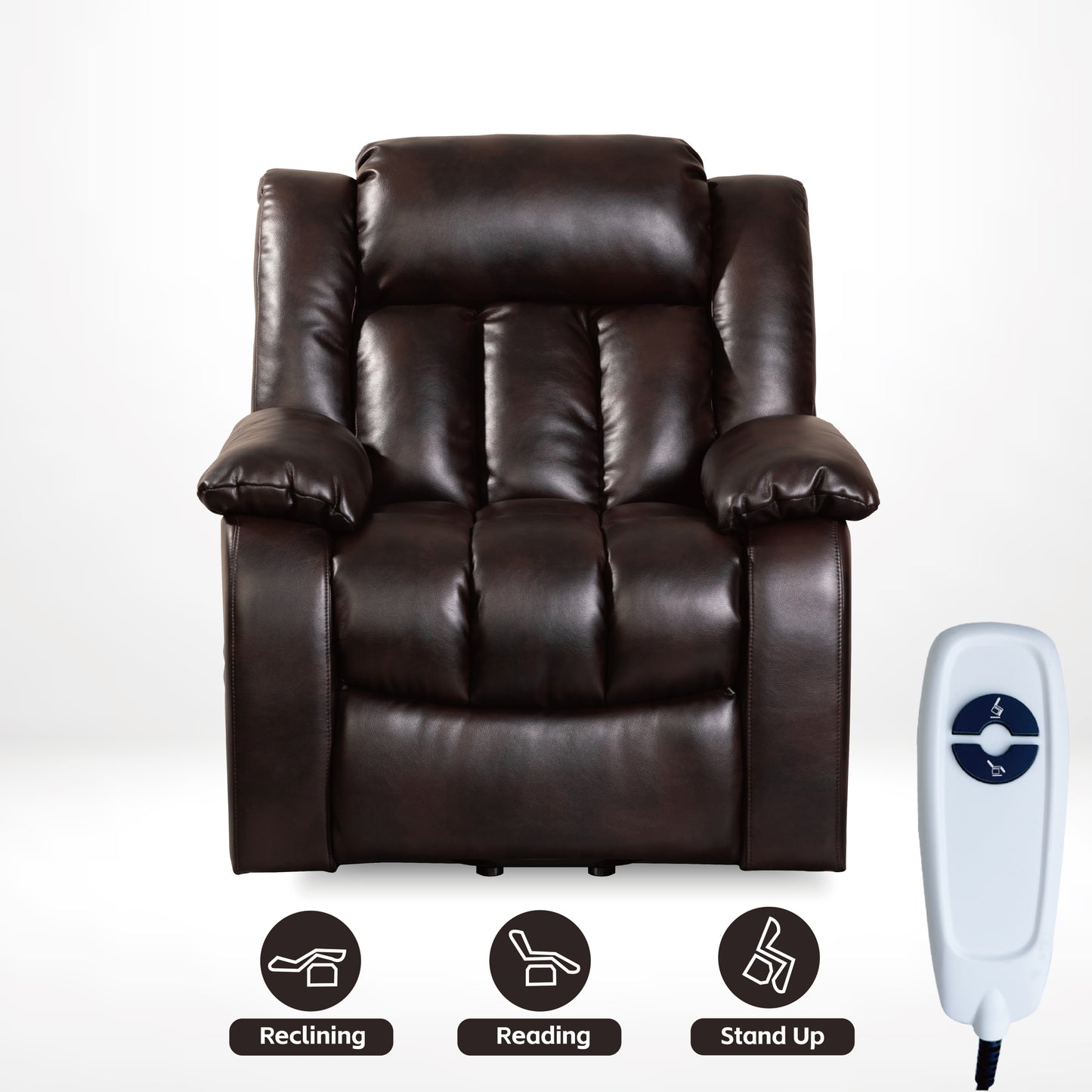 Lehboson Red Brown Power Lift Chair Recliner for Elderly