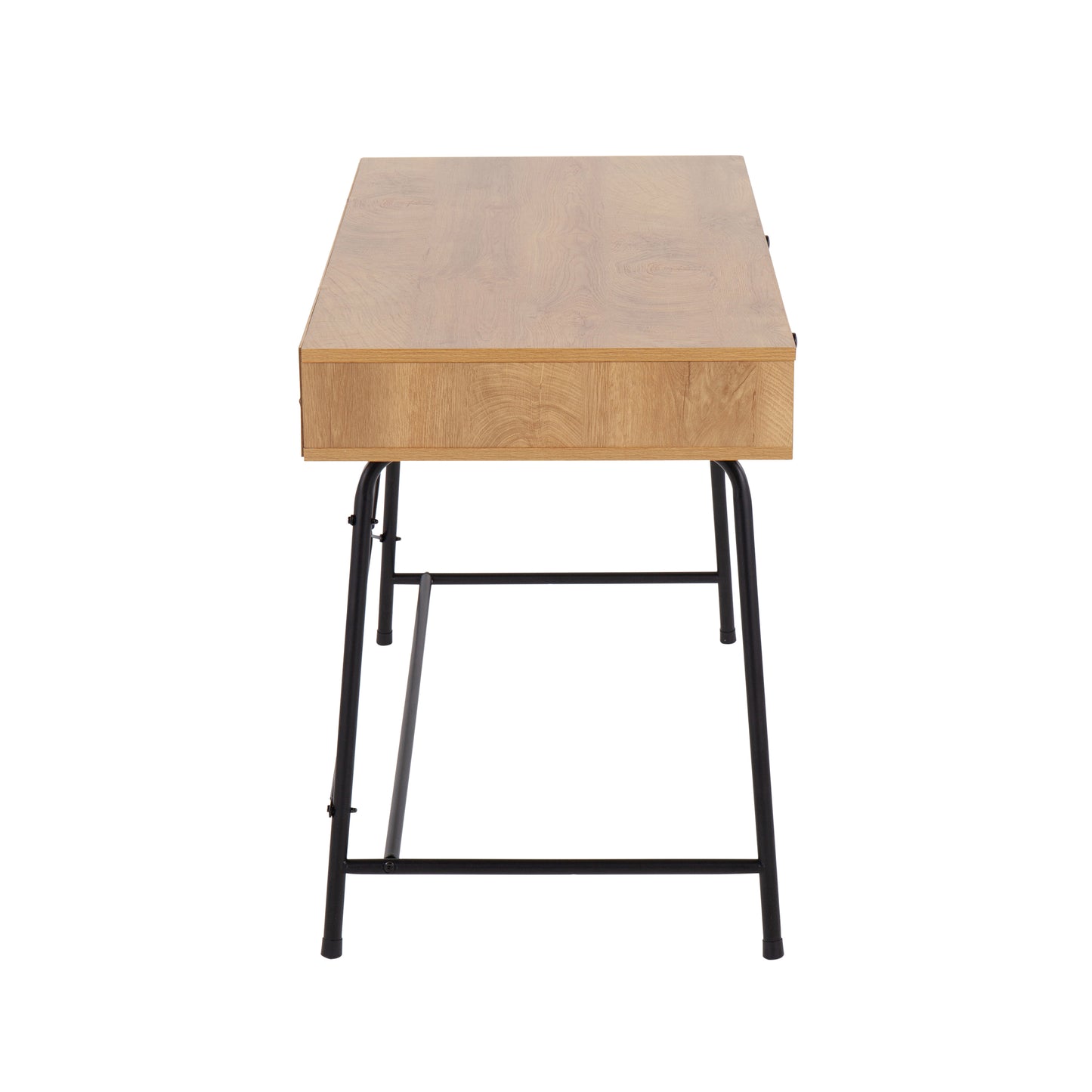 LumiSource Casper Industrial Desk with Black Steel Frame and Brown Wood Top