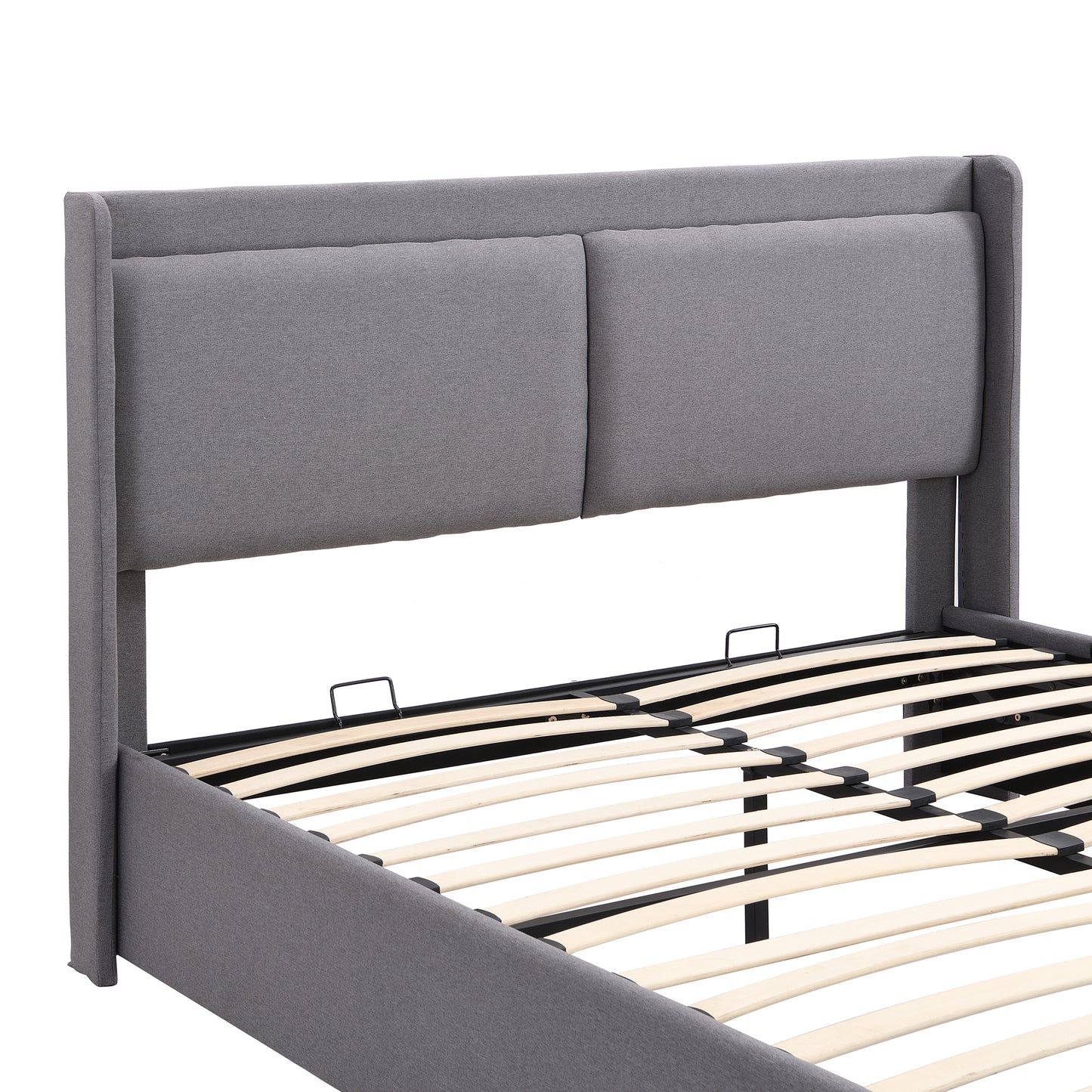 Queen Size Storage Upholstered Hydraulic Platform Bed with 2 Drawers, Gray