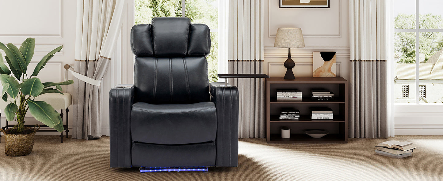 Home Theater Power Recliner with Cooling Cup Holder, Bluetooth Speaker, LED Lights, and USB Ports