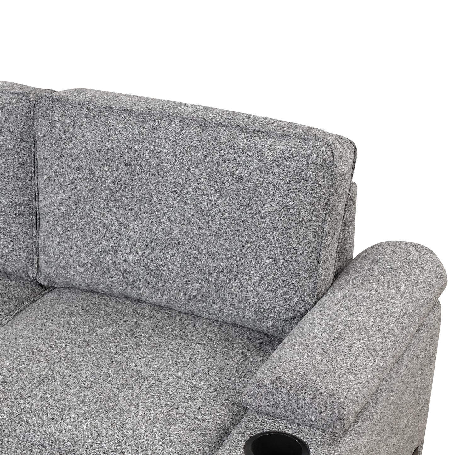 87.4 Gray L-Shaped Sleeper Sofa Bed with Ottoman Storage