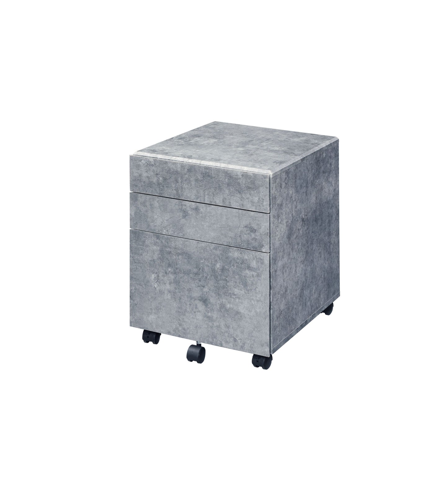 Jurgen 3-Drawer Faux Concrete and Silver File Cabinet